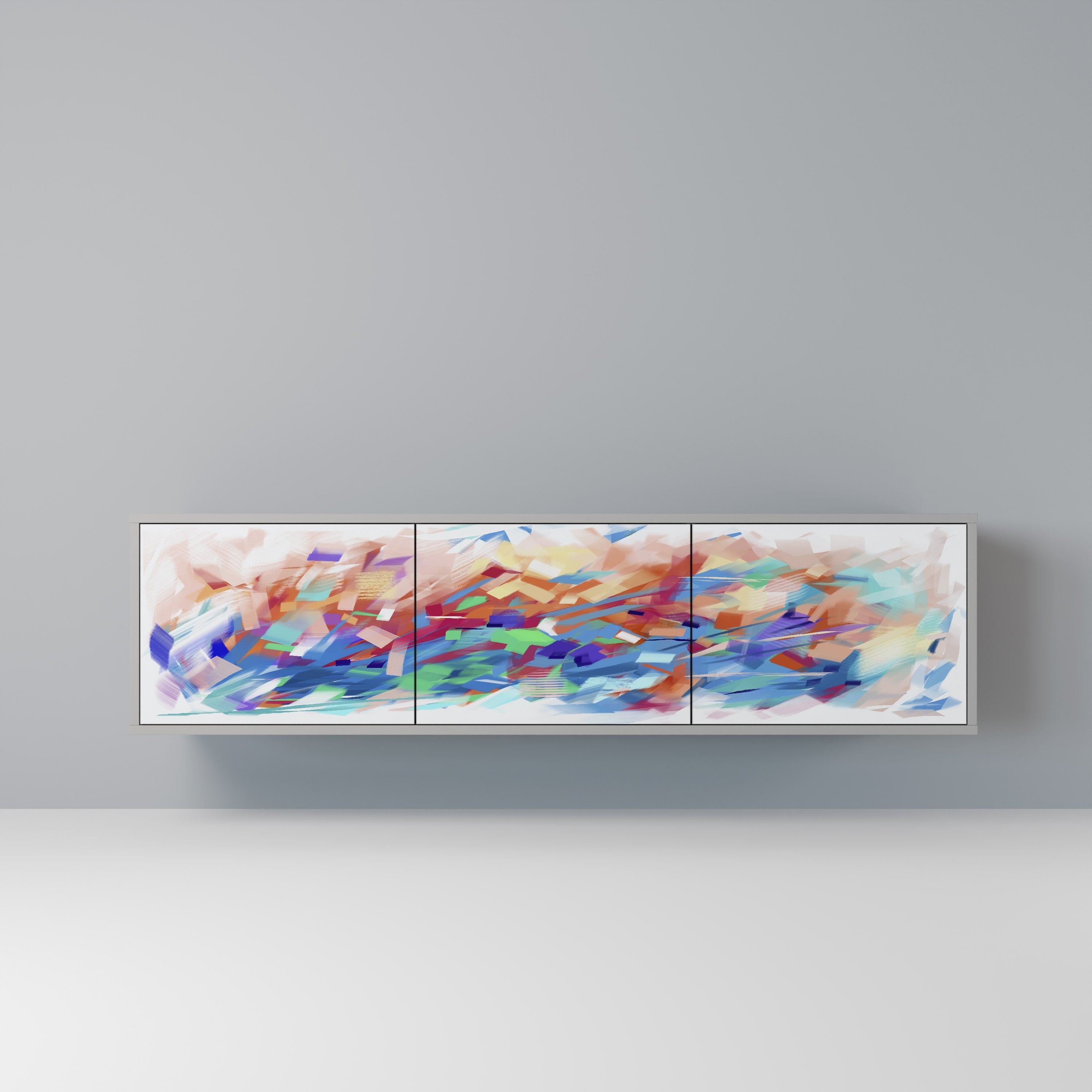 FINESSE MASH-UP Móvel de TV com 3 Portas em Acabamento Cinzento