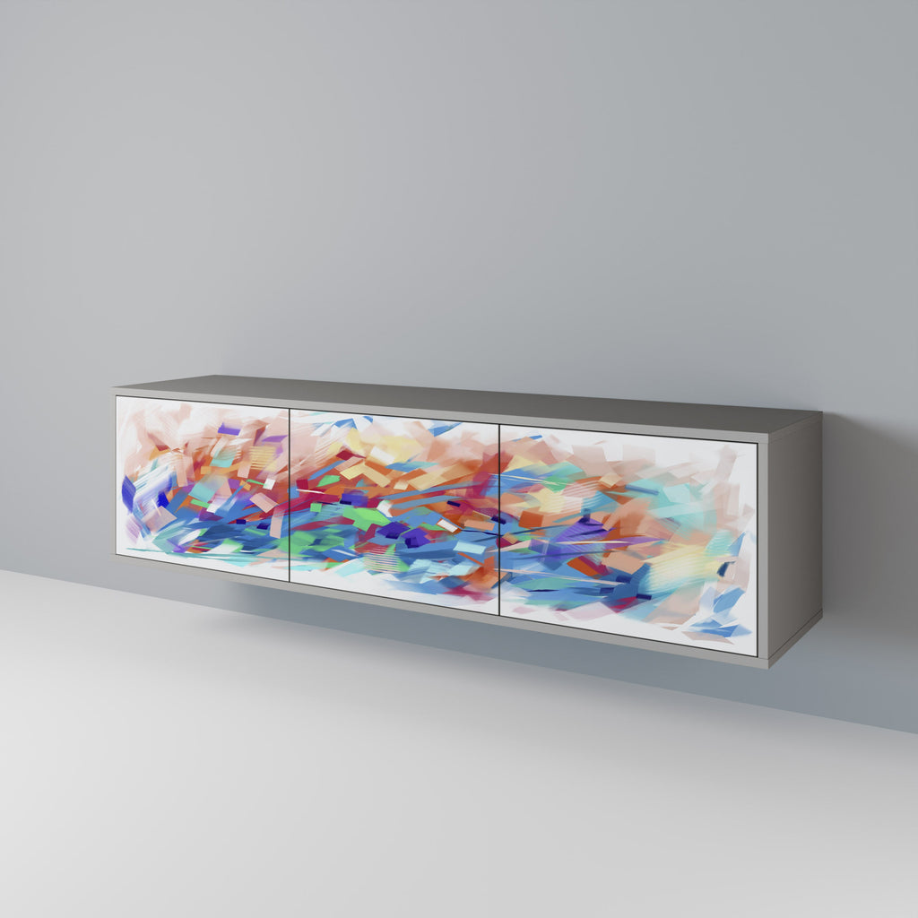 FINESSE MASH-UP Móvel de TV com 3 Portas em Acabamento Cinzento