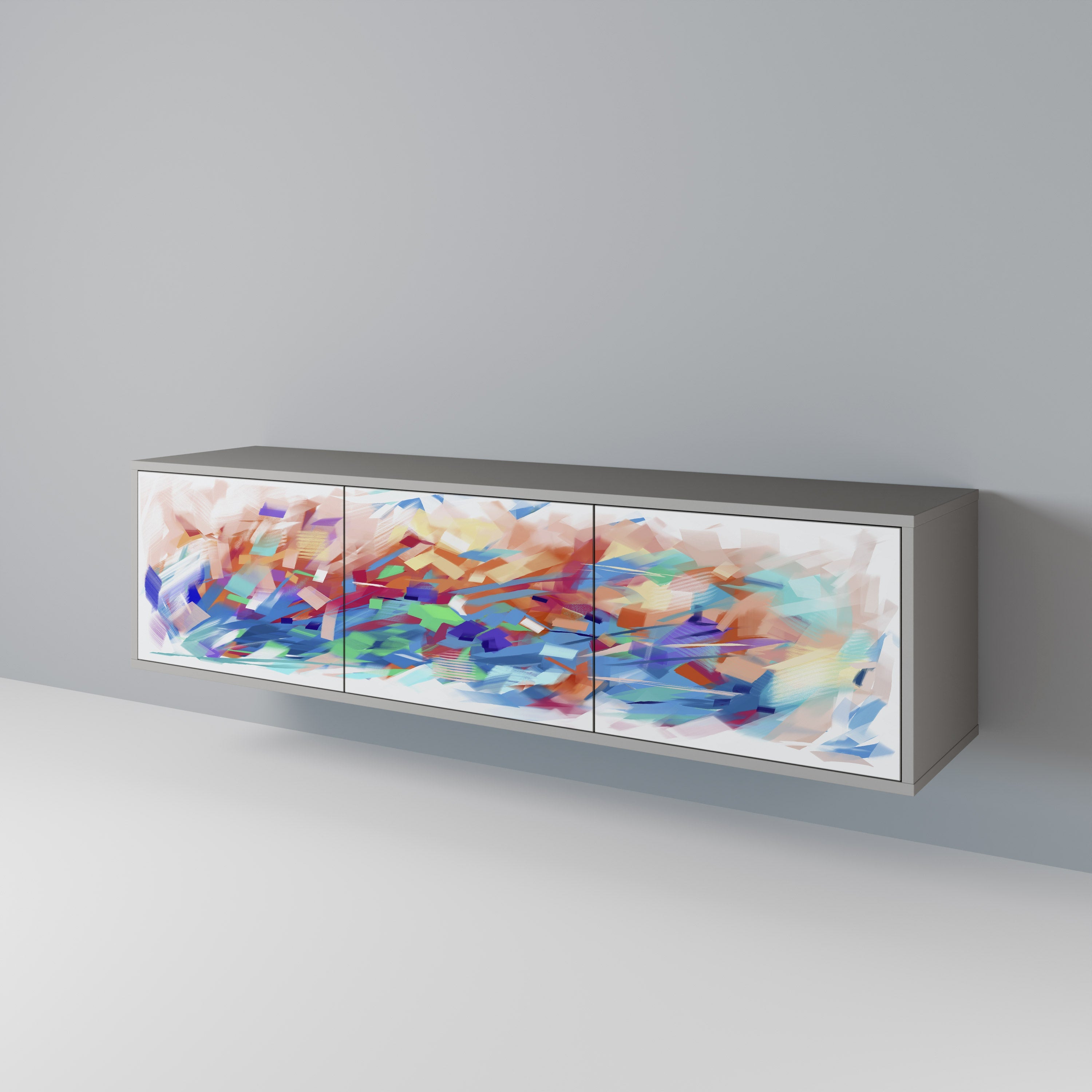 FINESSE MASH-UP Móvel de TV com 3 Portas em Acabamento Cinzento