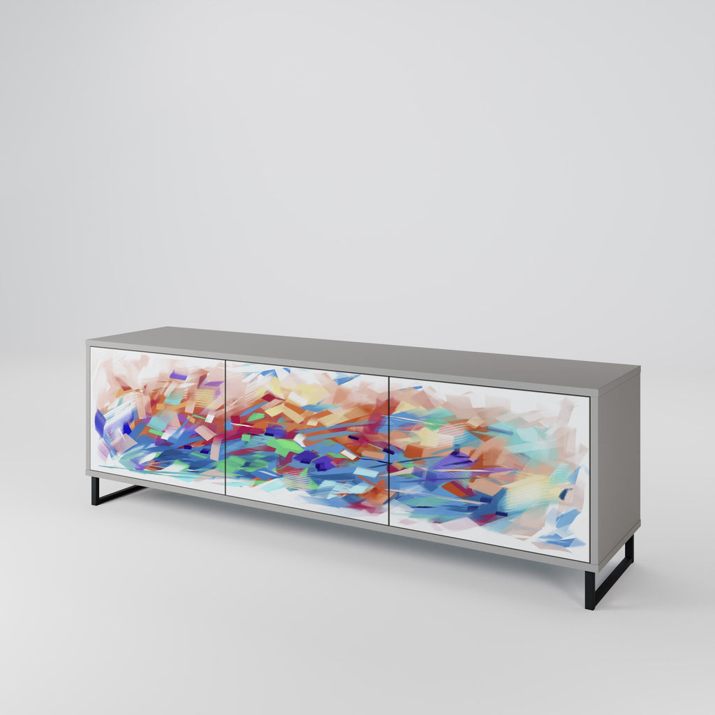 FINESSE MASH-UP Móvel de TV com 3 Portas em Acabamento Cinzento