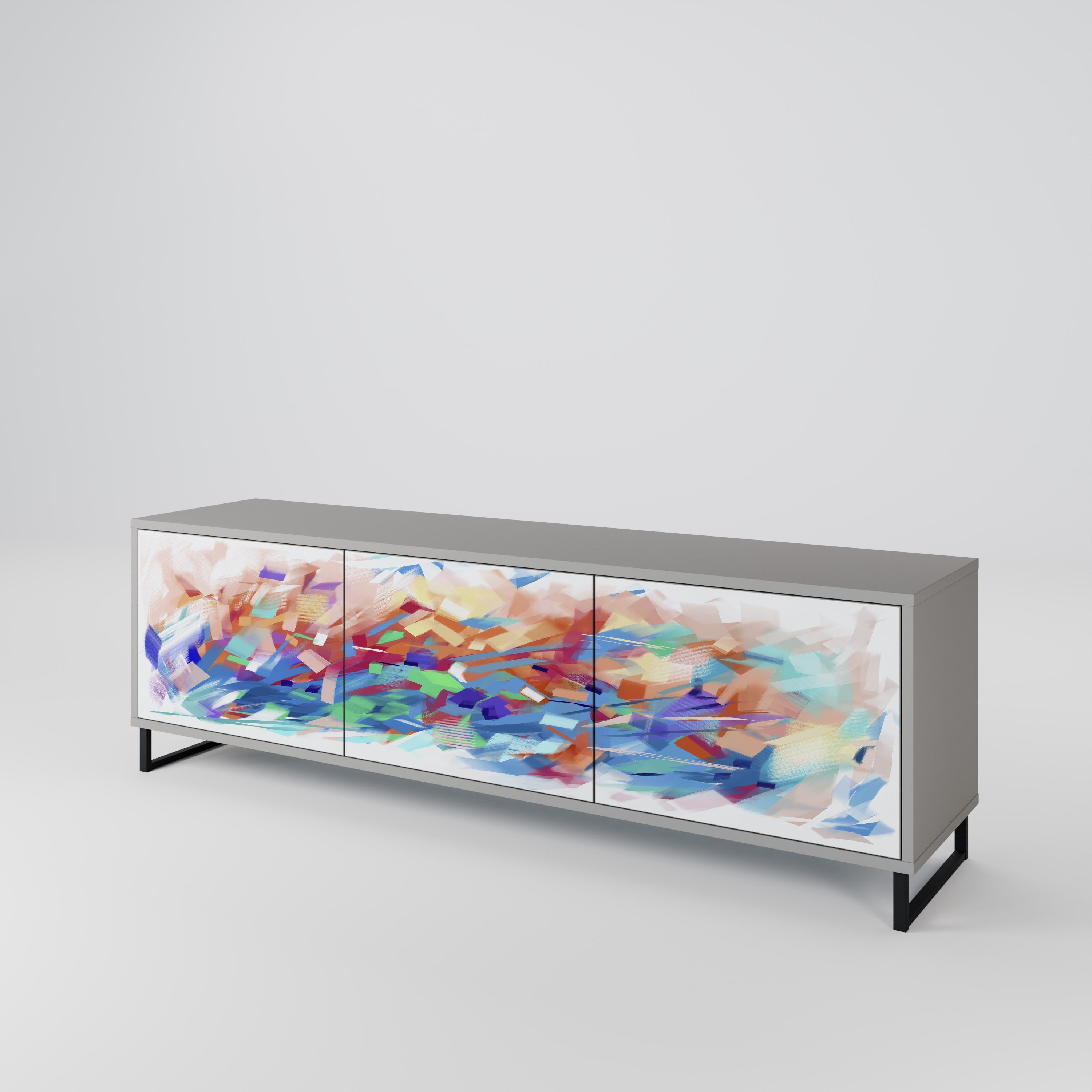 FINESSE MASH-UP Móvel de TV com 3 Portas em Acabamento Cinzento