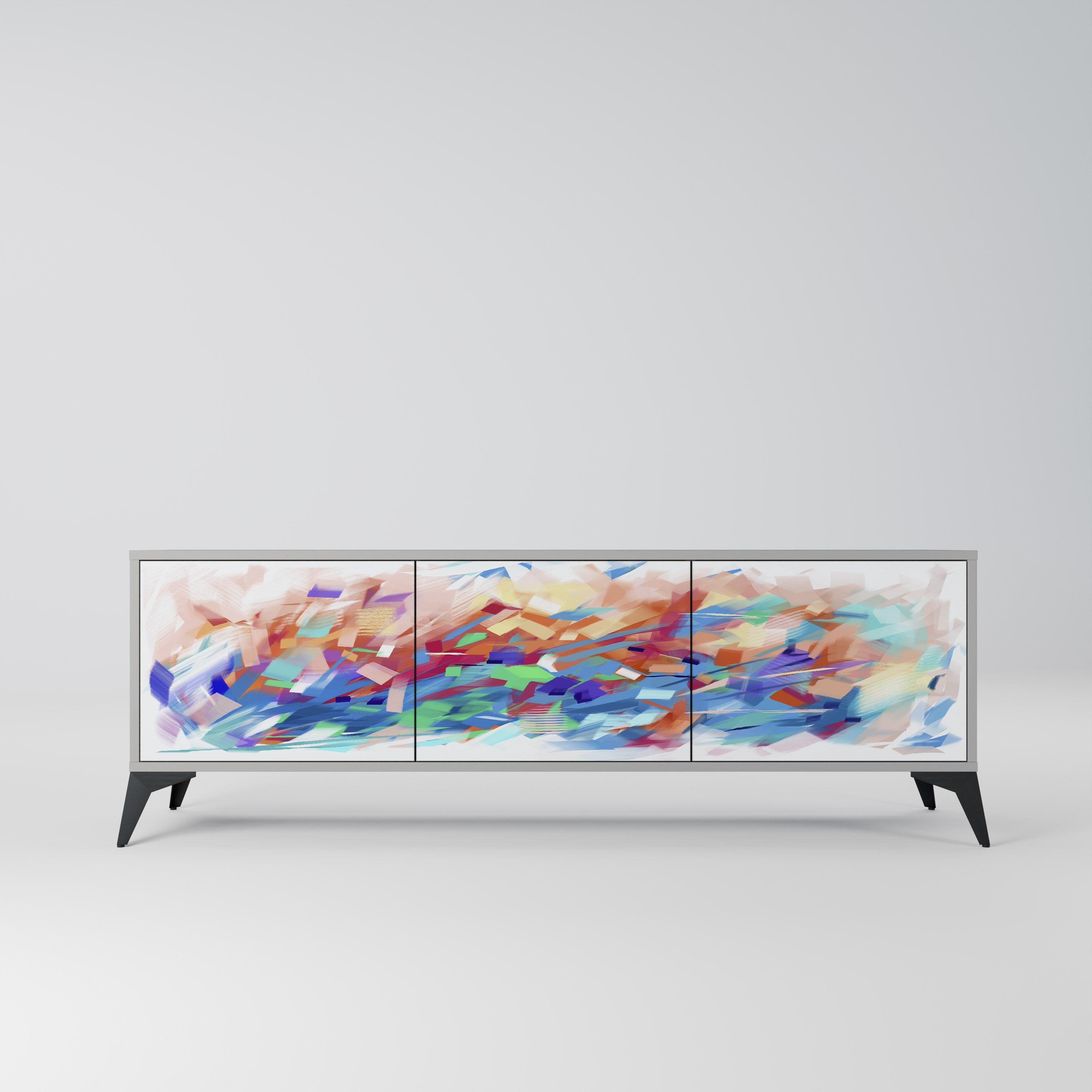 FINESSE MASH-UP Móvel de TV com 3 Portas em Acabamento Cinzento