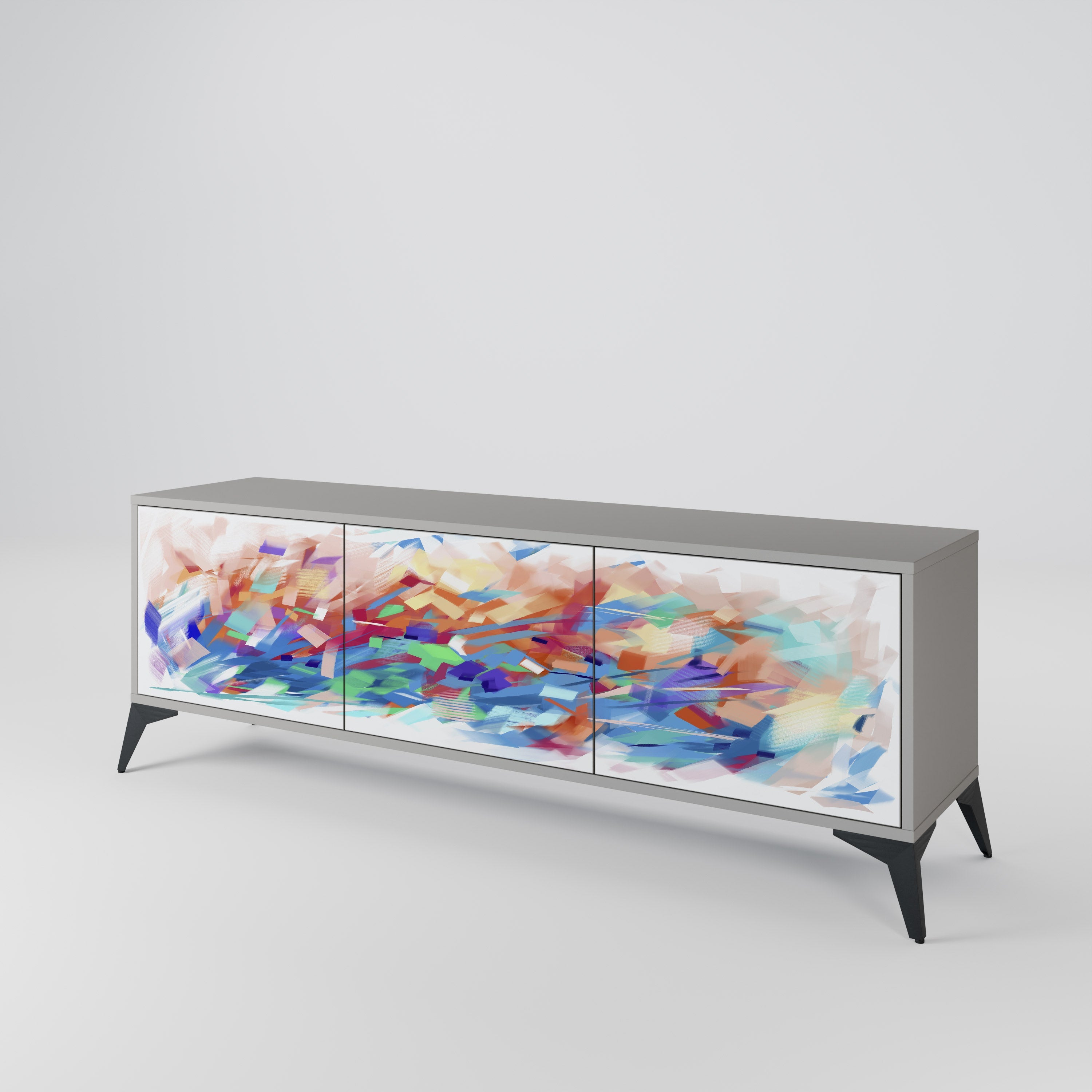 FINESSE MASH-UP Móvel de TV com 3 Portas em Acabamento Cinzento