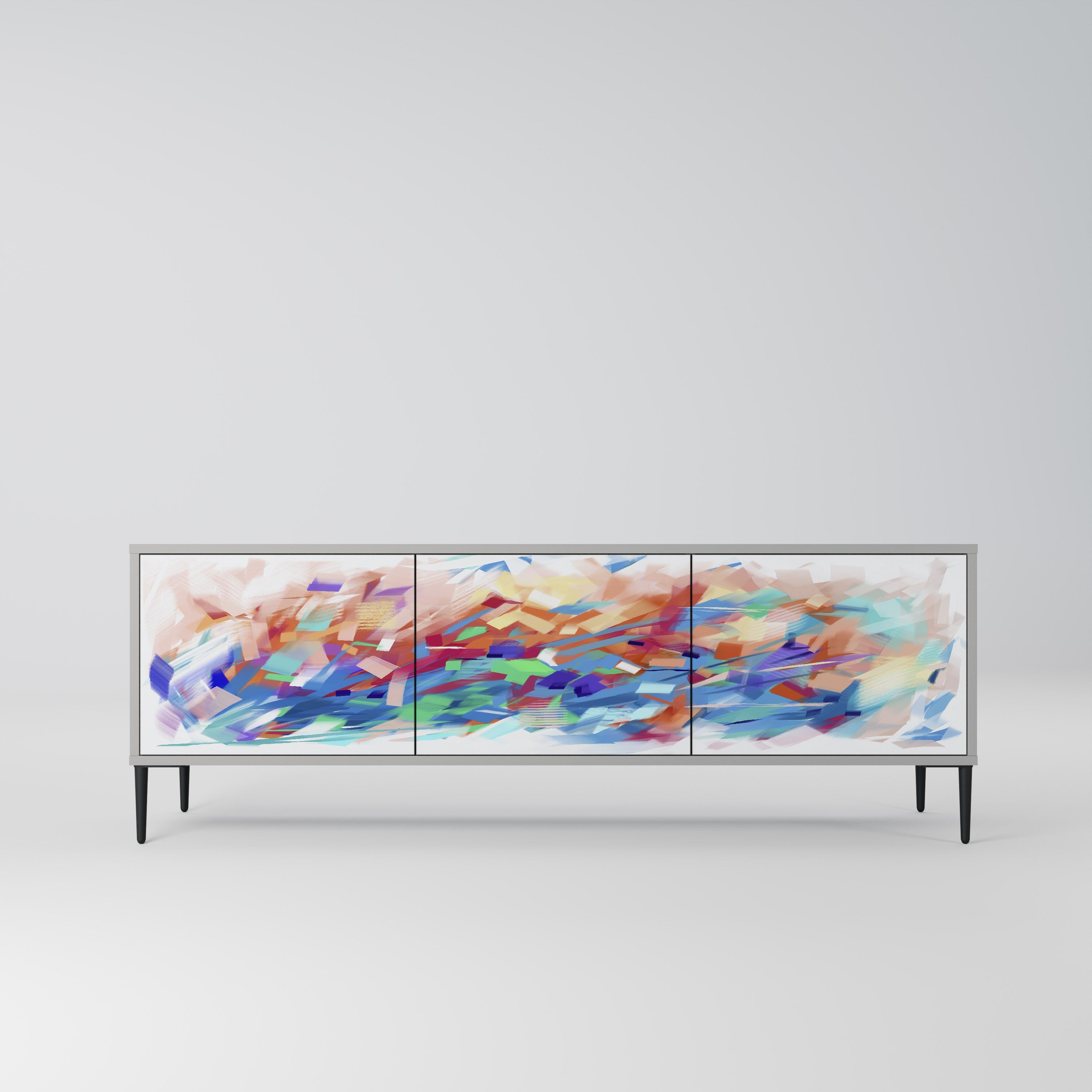 FINESSE MASH-UP Móvel de TV com 3 Portas em Acabamento Cinzento