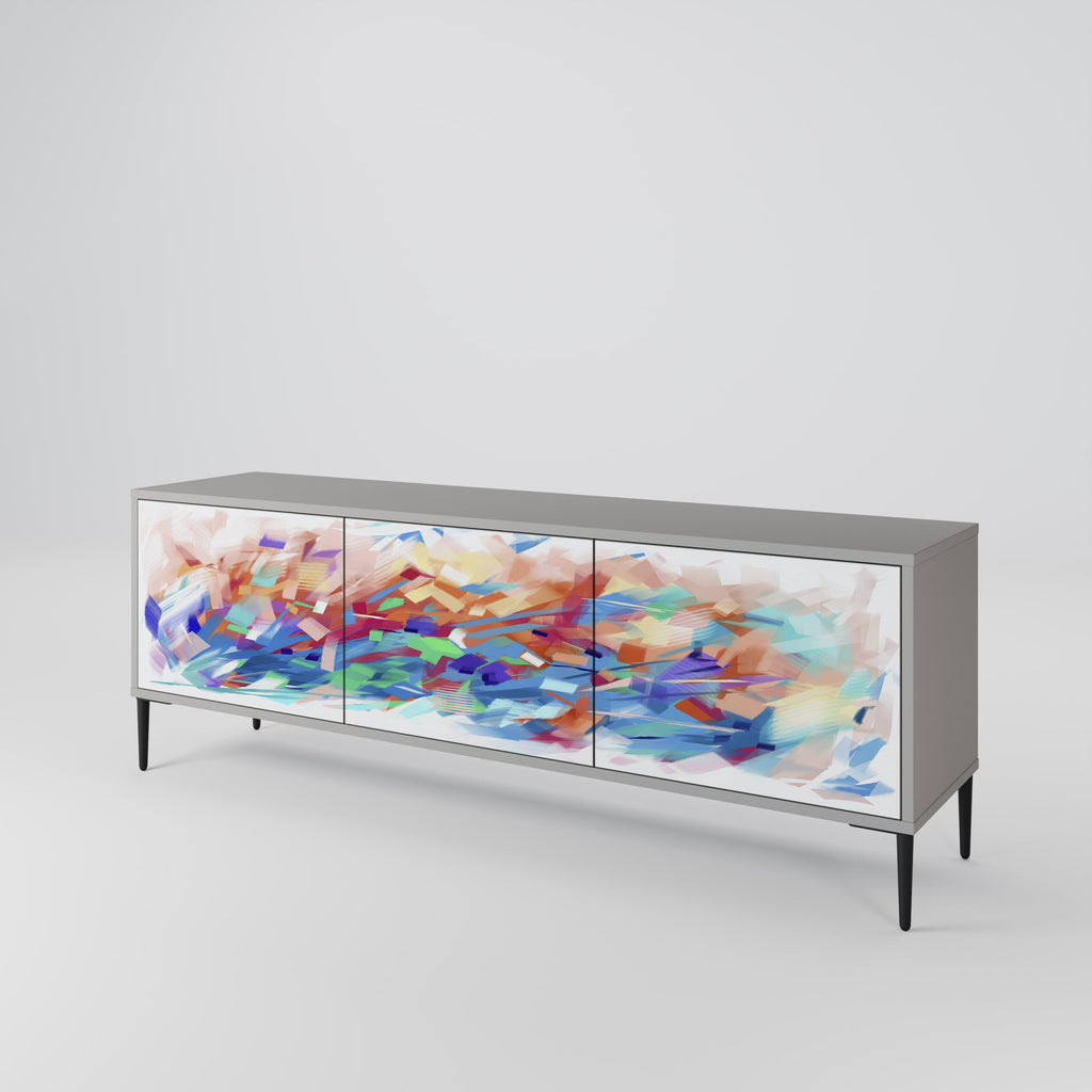 FINESSE MASH-UP Móvel de TV com 3 Portas em Acabamento Cinzento