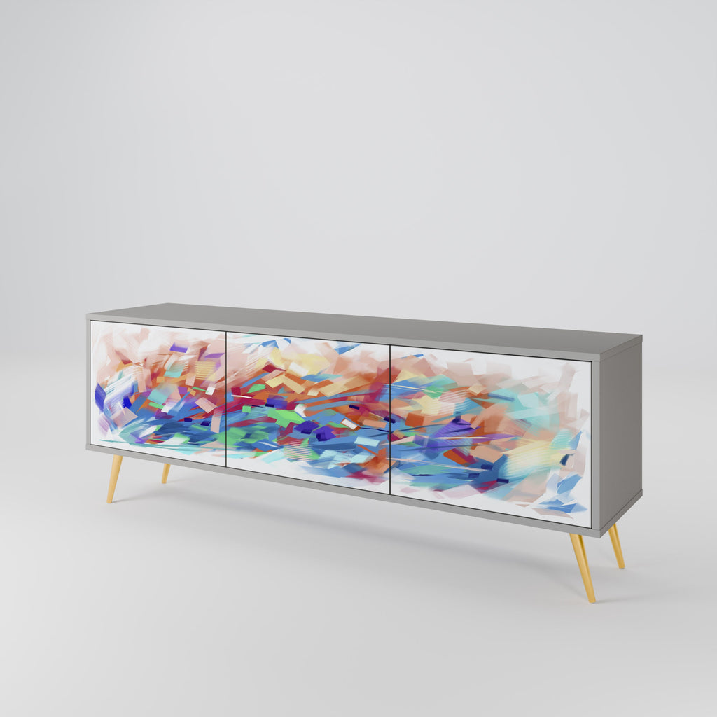 FINESSE MASH-UP Móvel de TV com 3 Portas em Acabamento Cinzento