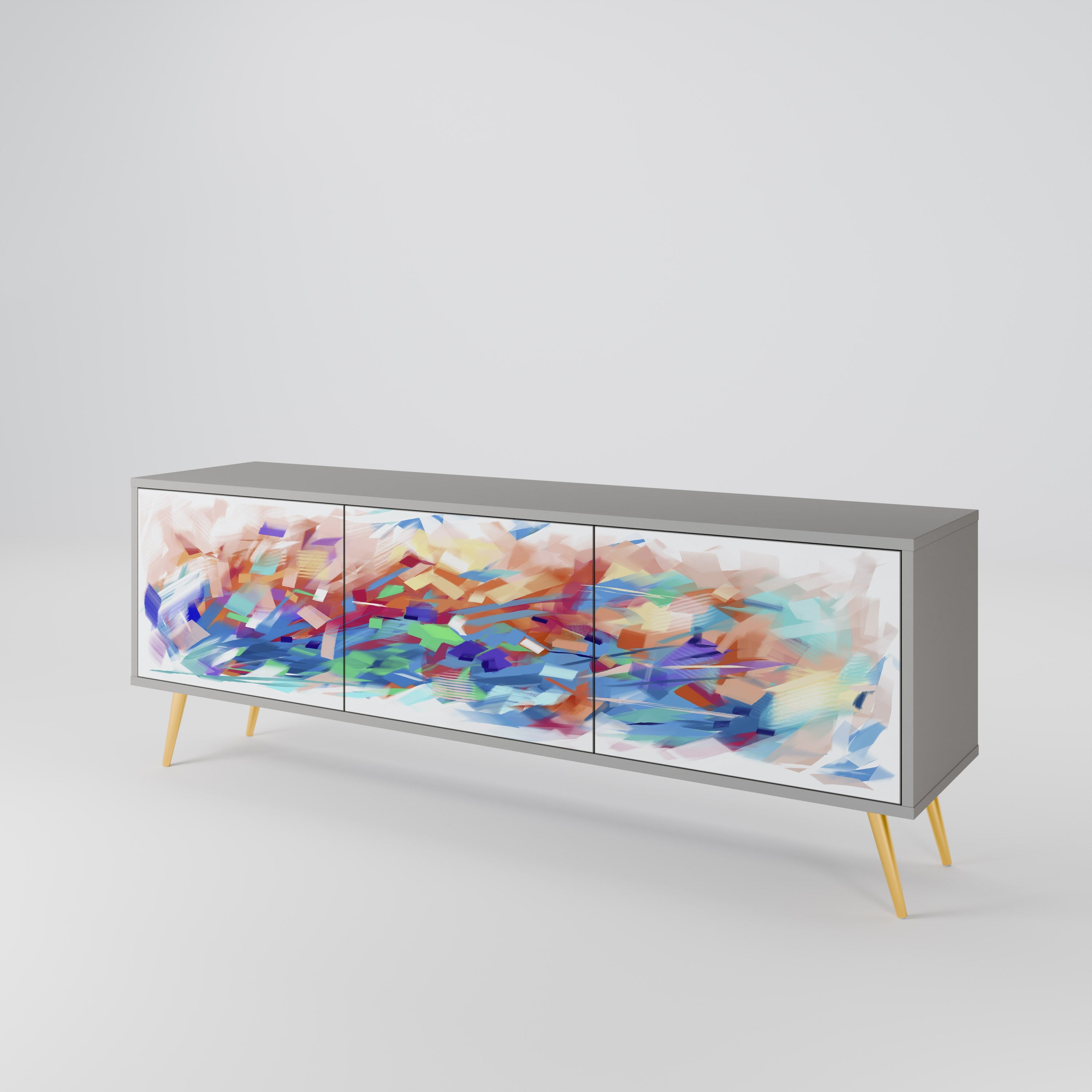 FINESSE MASH-UP Móvel de TV com 3 Portas em Acabamento Cinzento