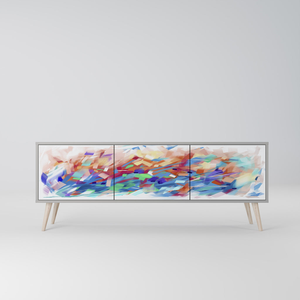 FINESSE MASH-UP Móvel de TV com 3 Portas em Acabamento Cinzento