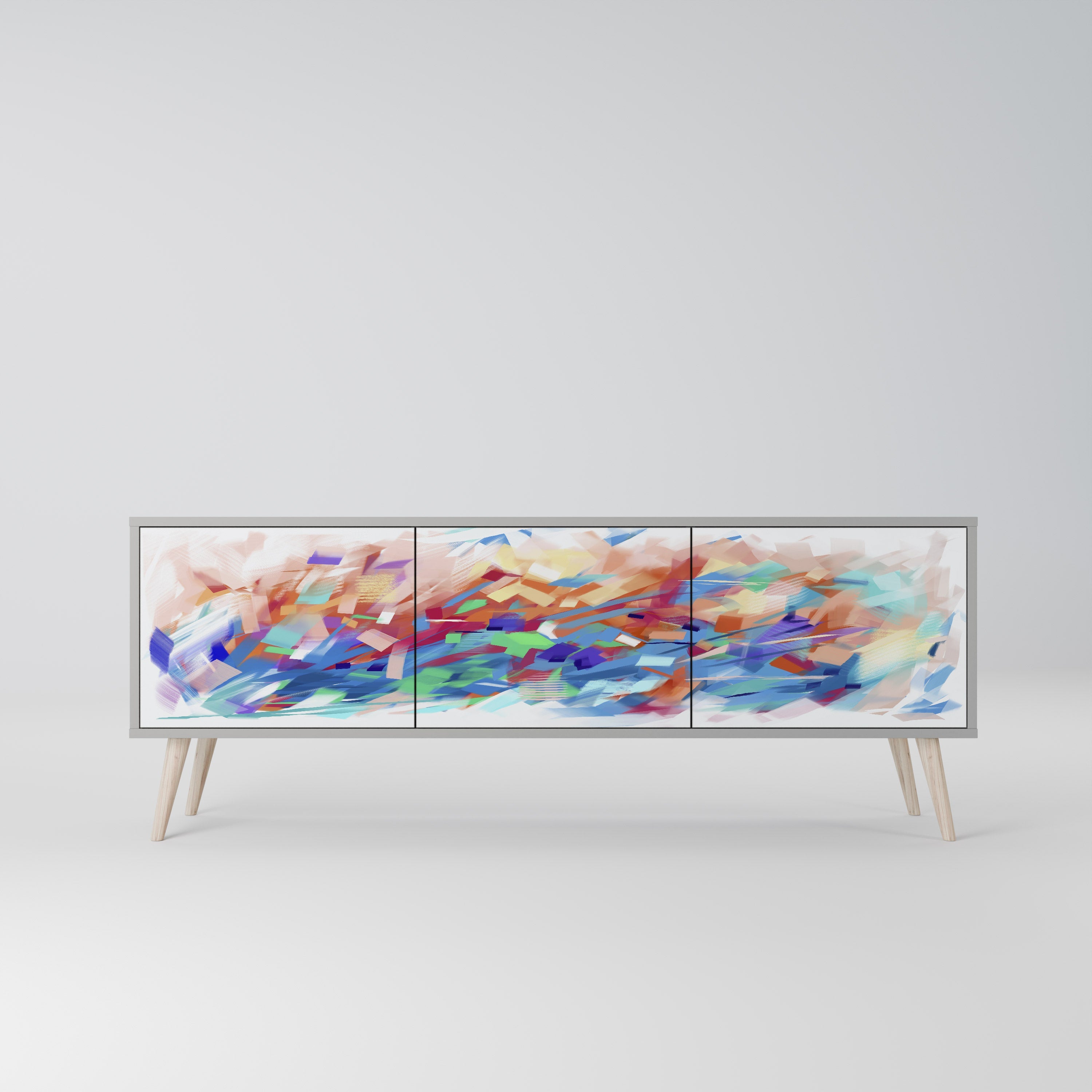 FINESSE MASH-UP Móvel de TV com 3 Portas em Acabamento Cinzento