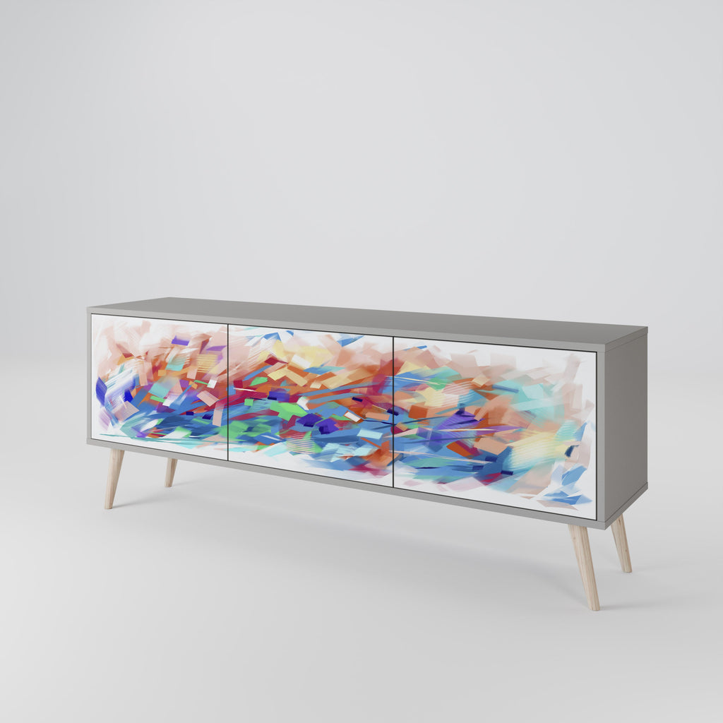 FINESSE MASH-UP Móvel de TV com 3 Portas em Acabamento Cinzento