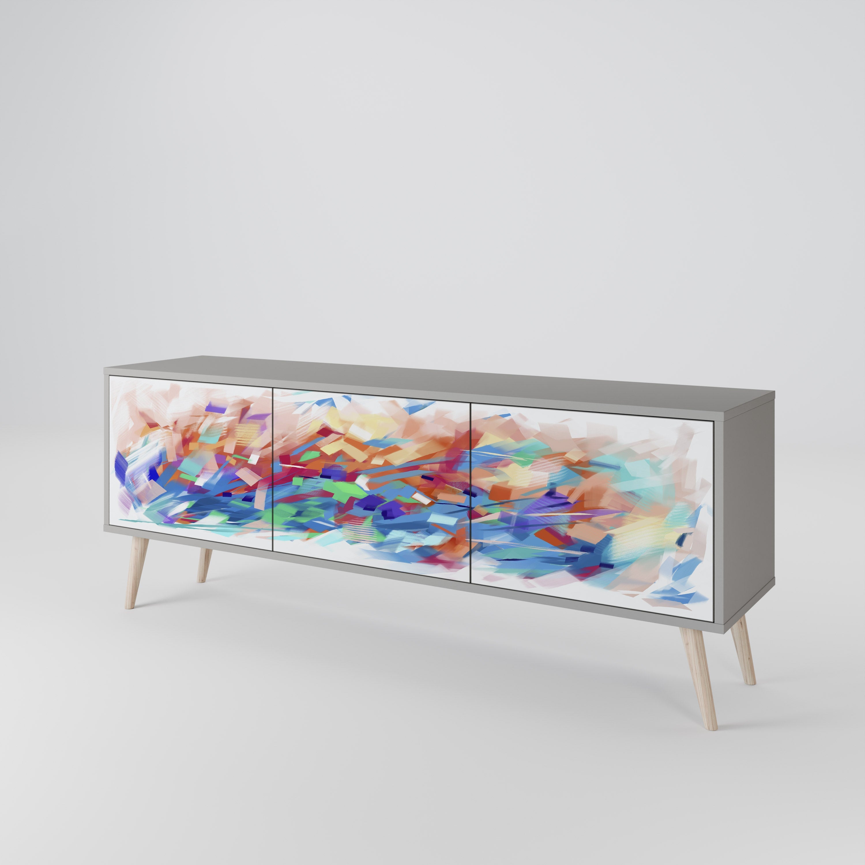 FINESSE MASH-UP Móvel de TV com 3 Portas em Acabamento Cinzento