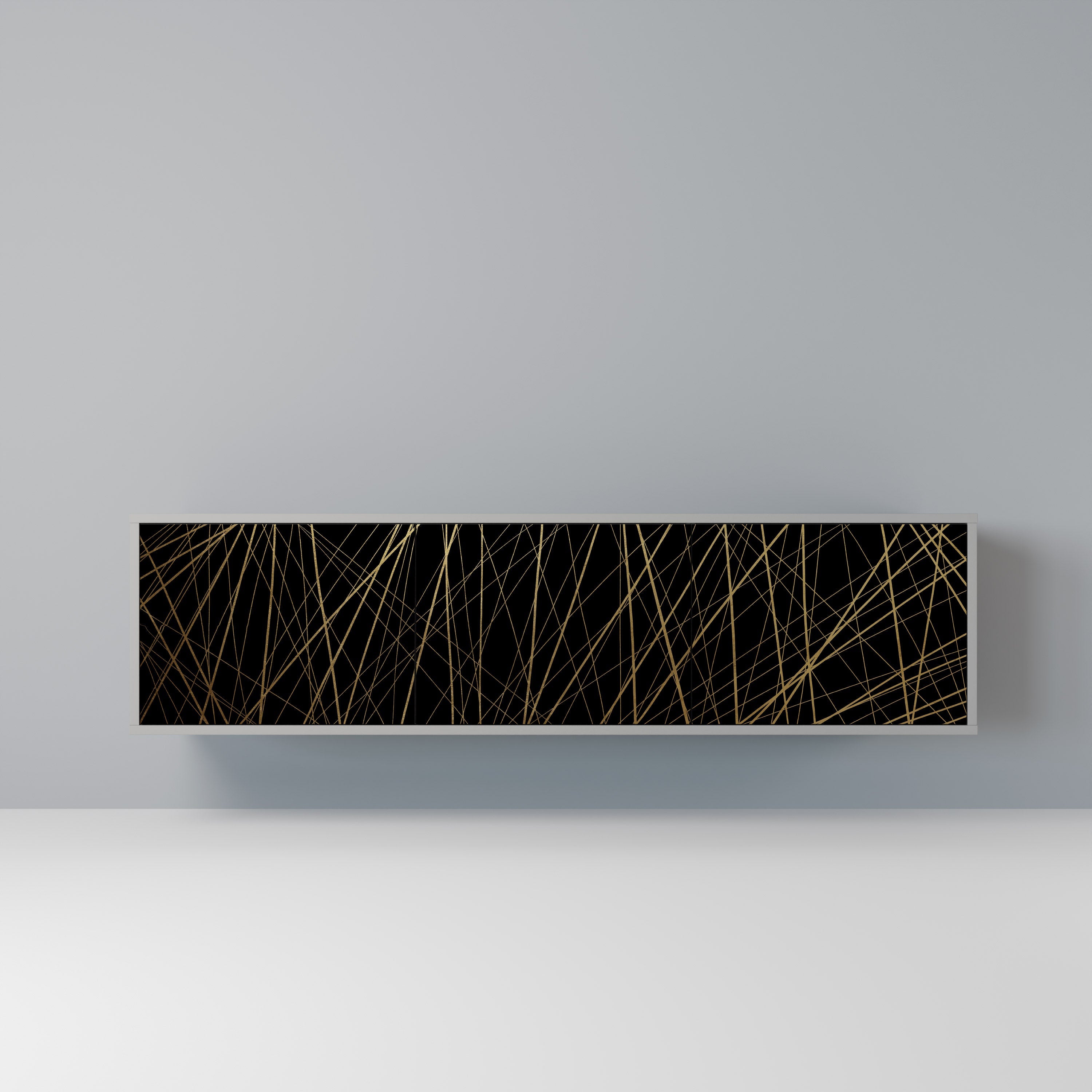 BRIGHT MESH Móvel de TV com 3 Portas em Acabamento Cinzento