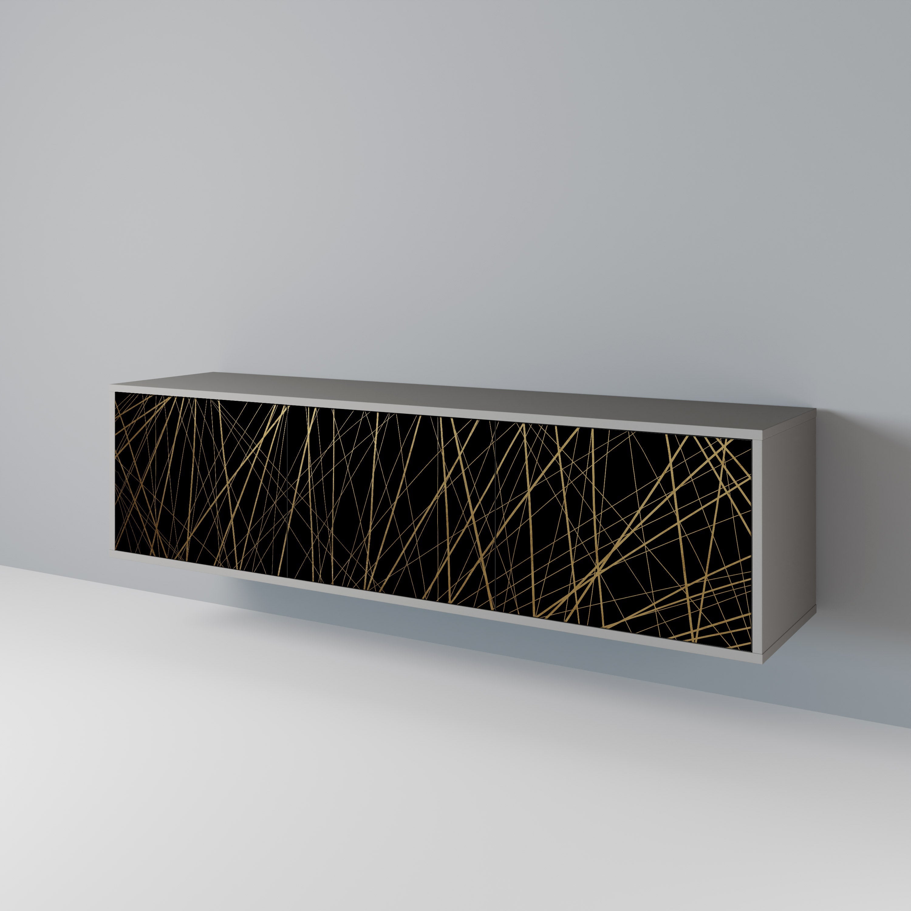 BRIGHT MESH Móvel de TV com 3 Portas em Acabamento Cinzento