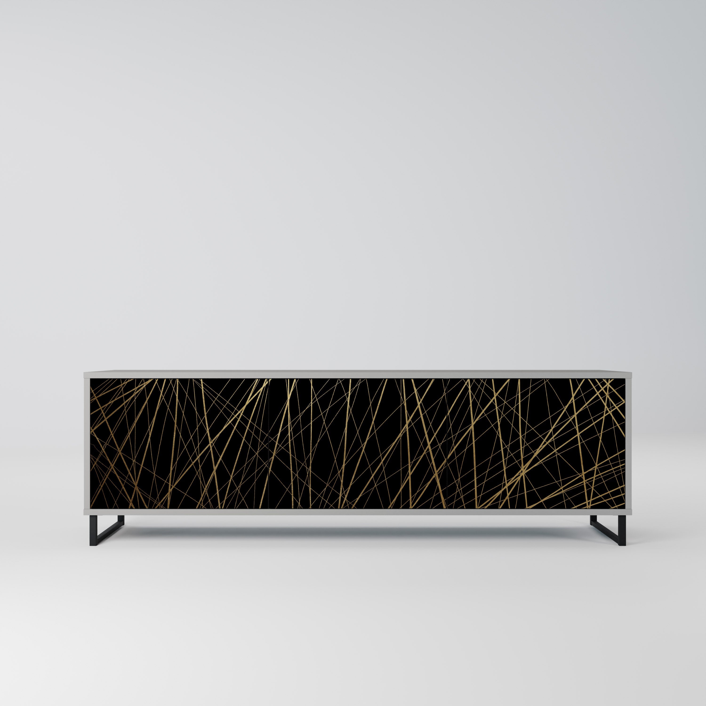 BRIGHT MESH Móvel de TV com 3 Portas em Acabamento Cinzento