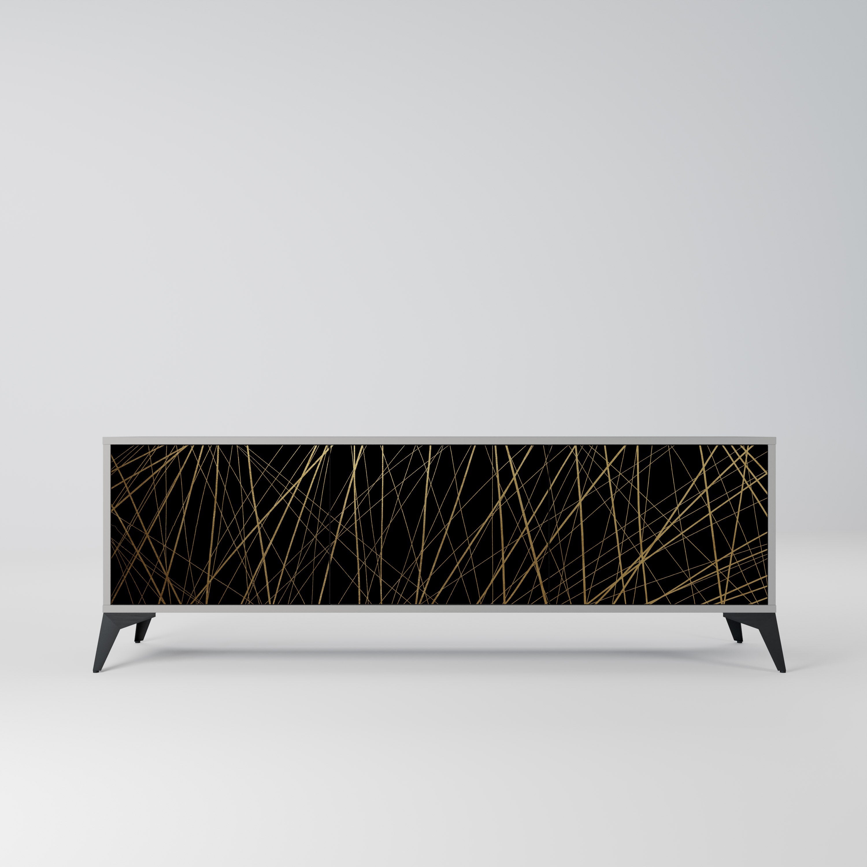 BRIGHT MESH Móvel de TV com 3 Portas em Acabamento Cinzento