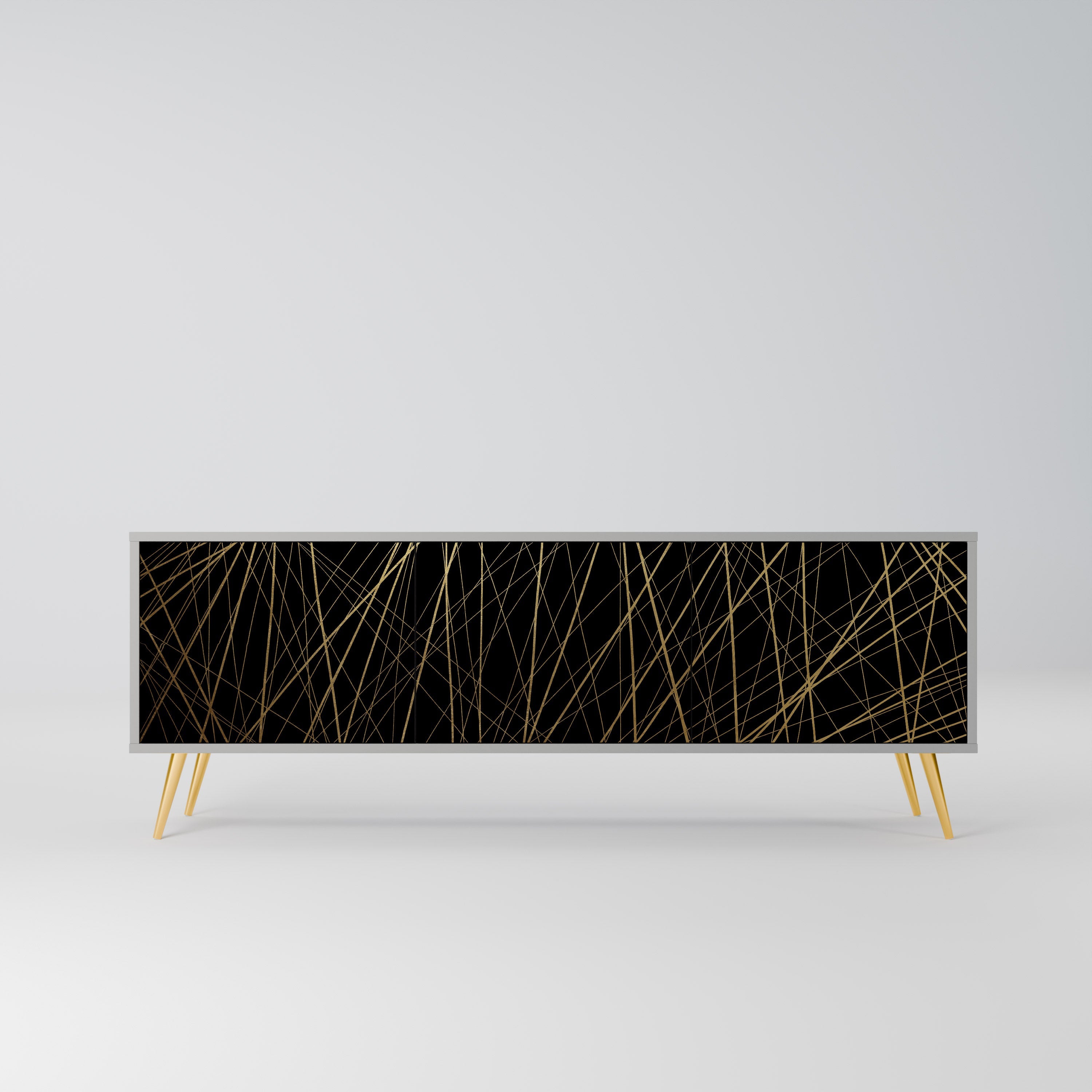 BRIGHT MESH Móvel de TV com 3 Portas em Acabamento Cinzento