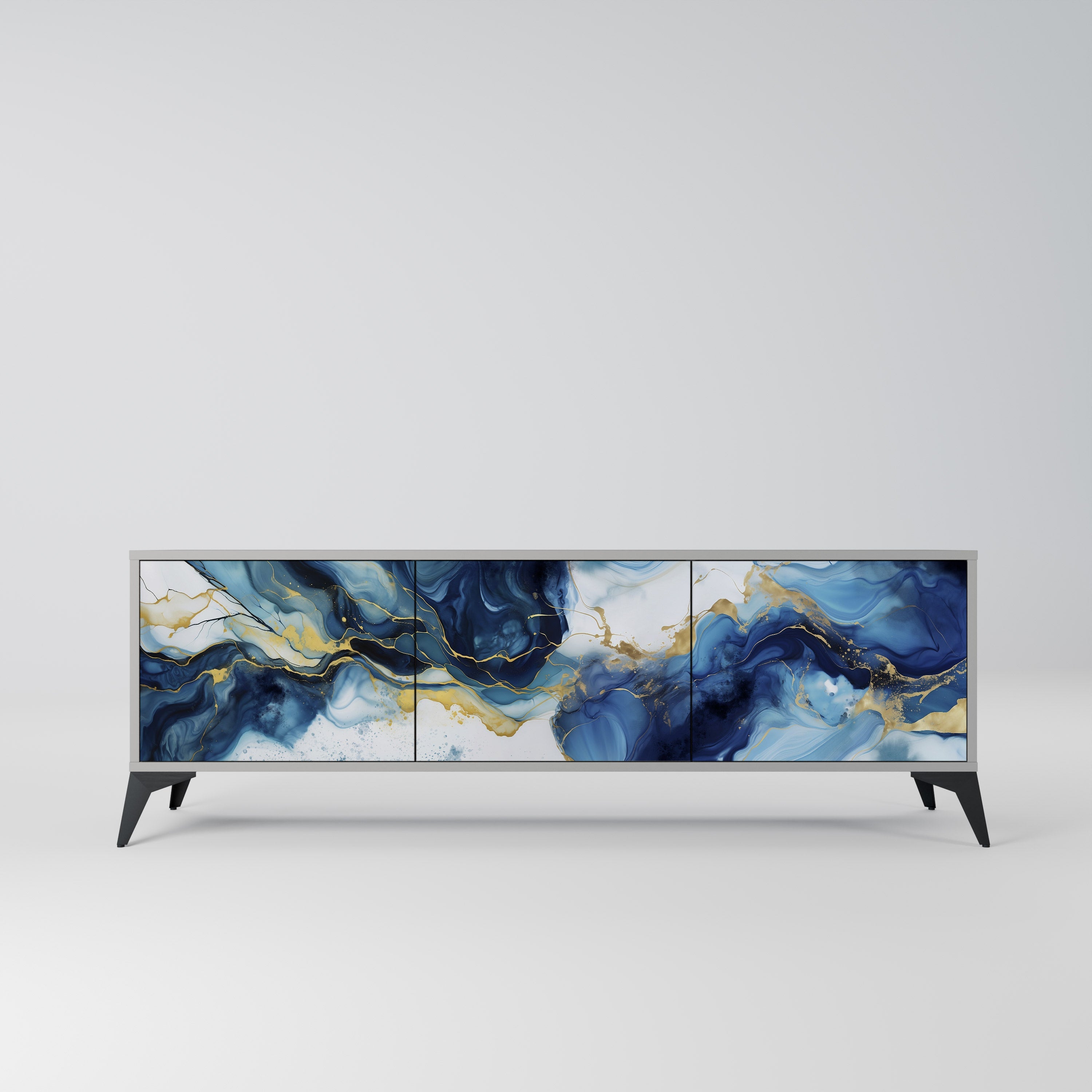 INKY MARBLE Móvel de TV com 3 Portas em Acabamento Cinzento