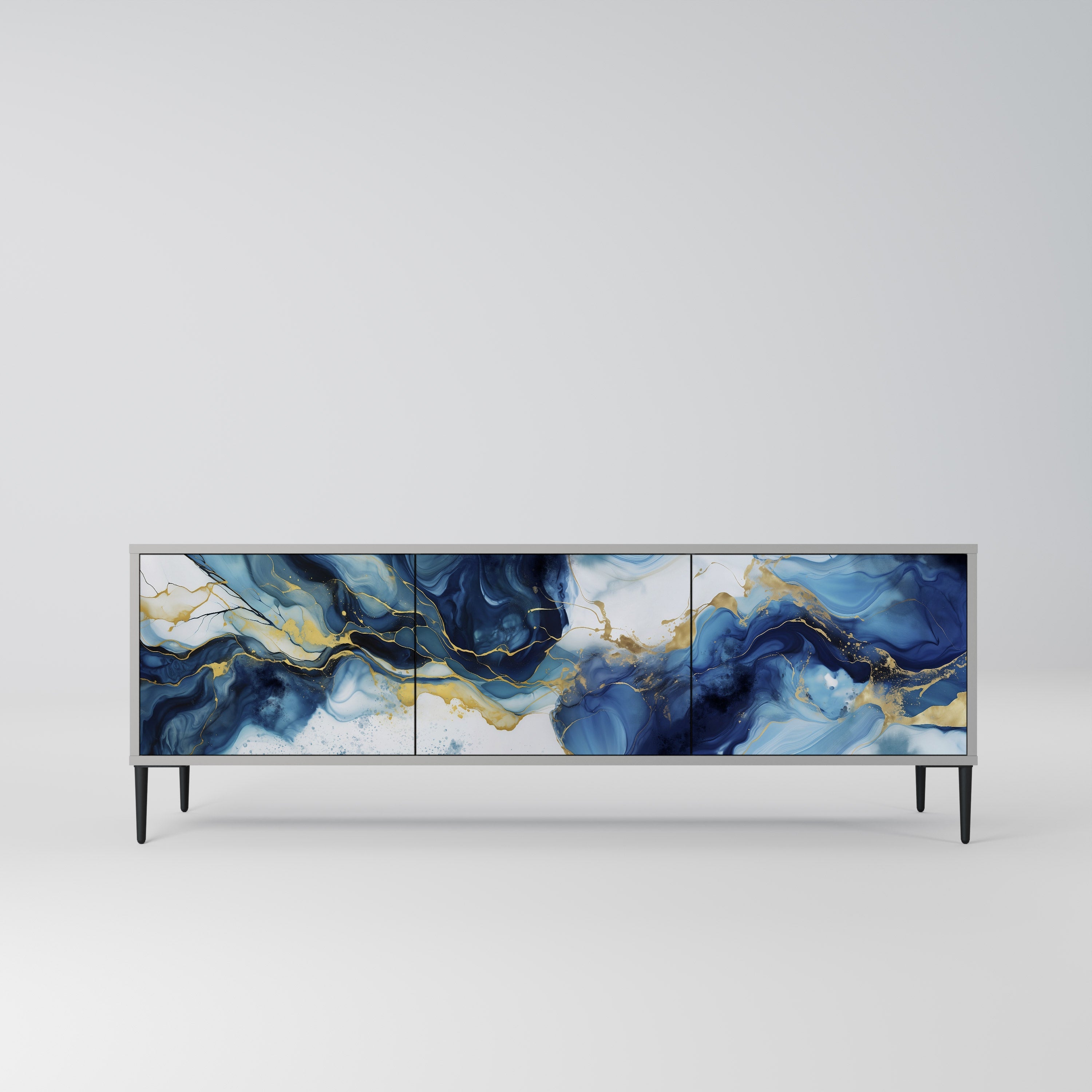 INKY MARBLE Móvel de TV com 3 Portas em Acabamento Cinzento