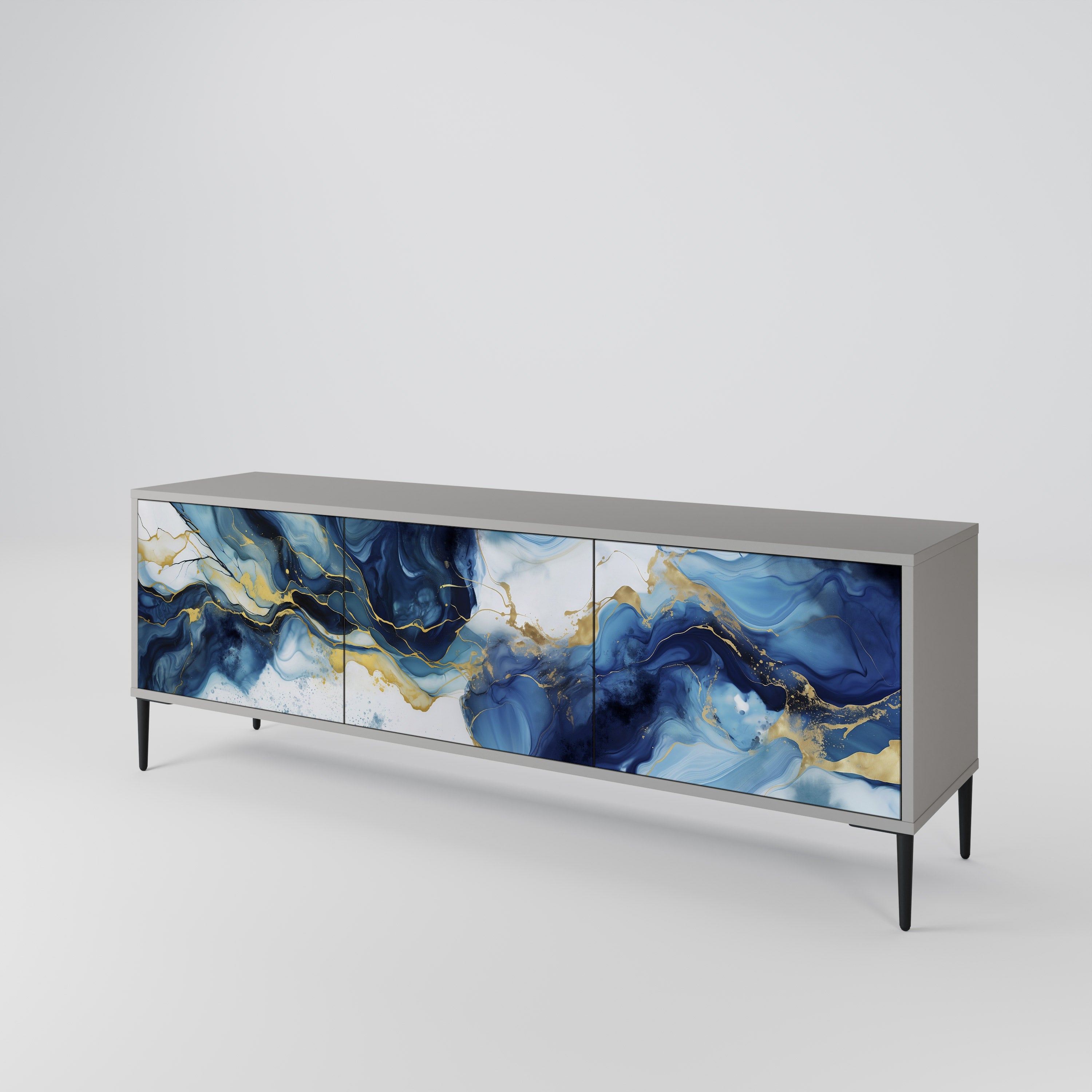 INKY MARBLE 3-Door TV Cabinet