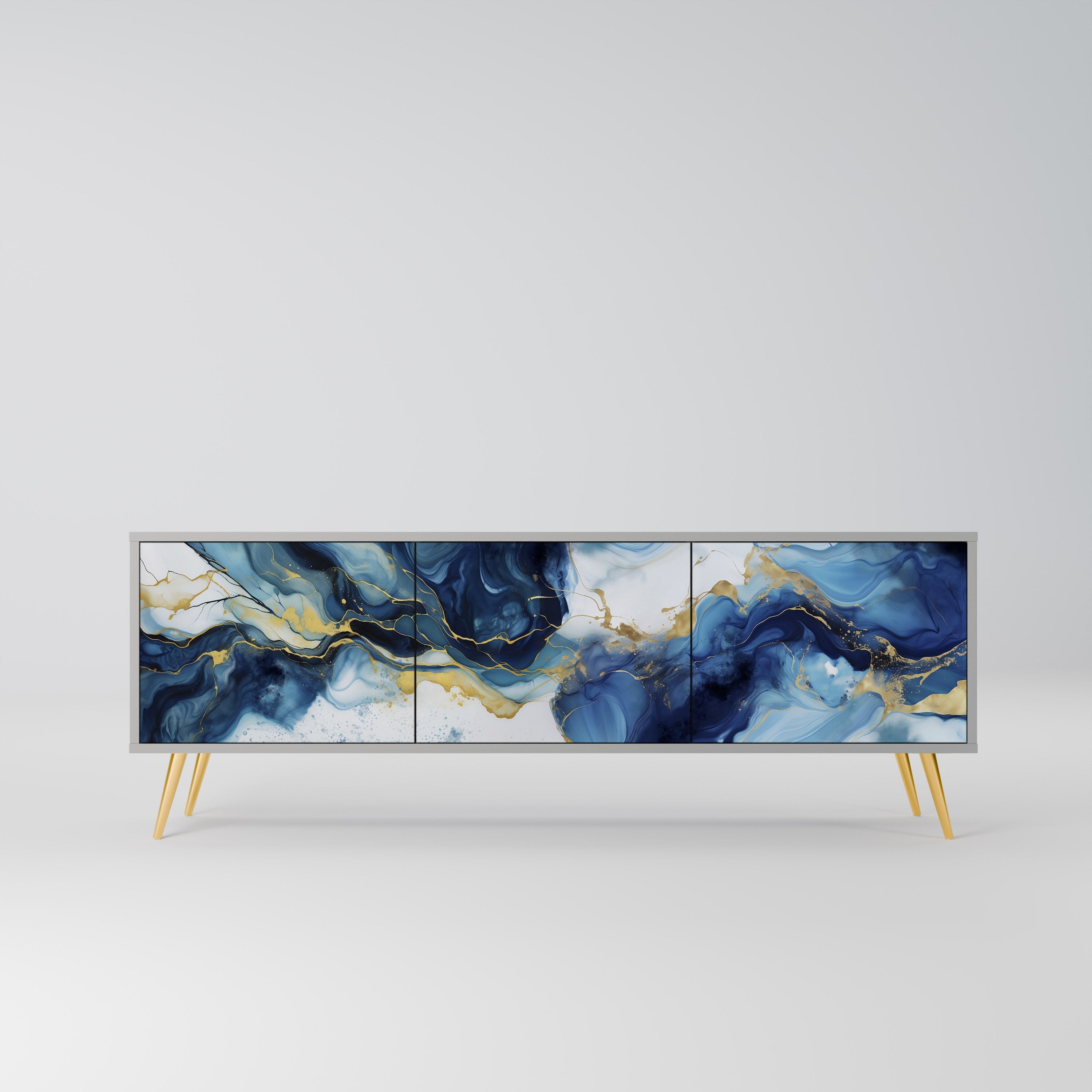 INKY MARBLE Móvel de TV com 3 Portas em Acabamento Cinzento