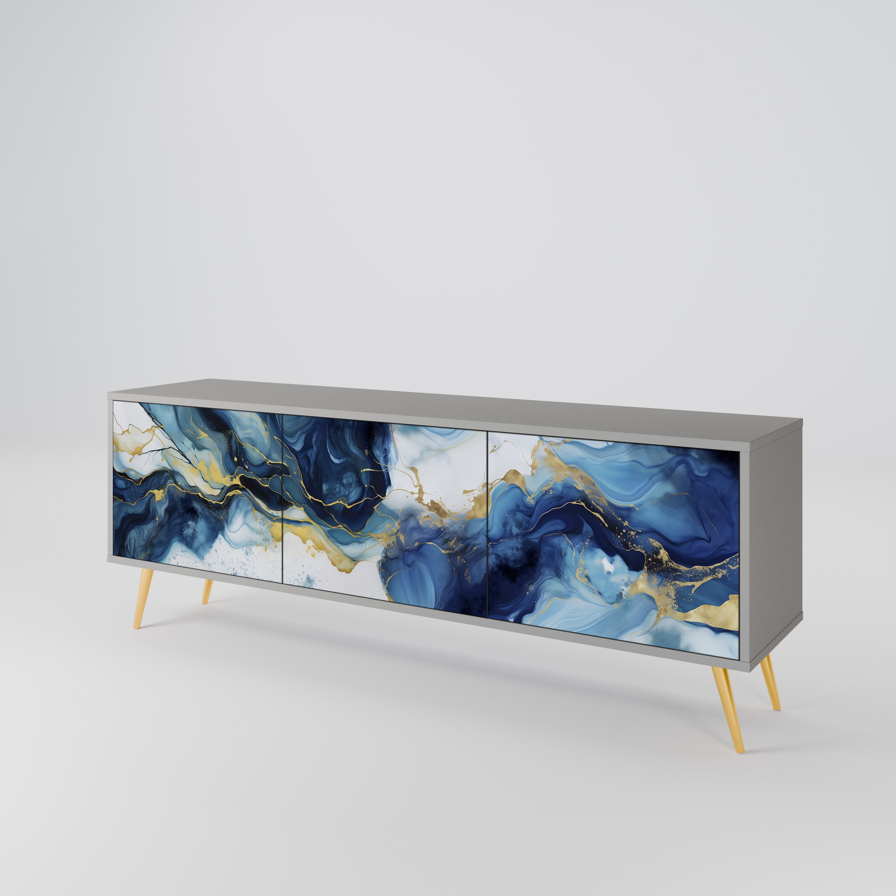 INKY MARBLE 3-Door TV Cabinet