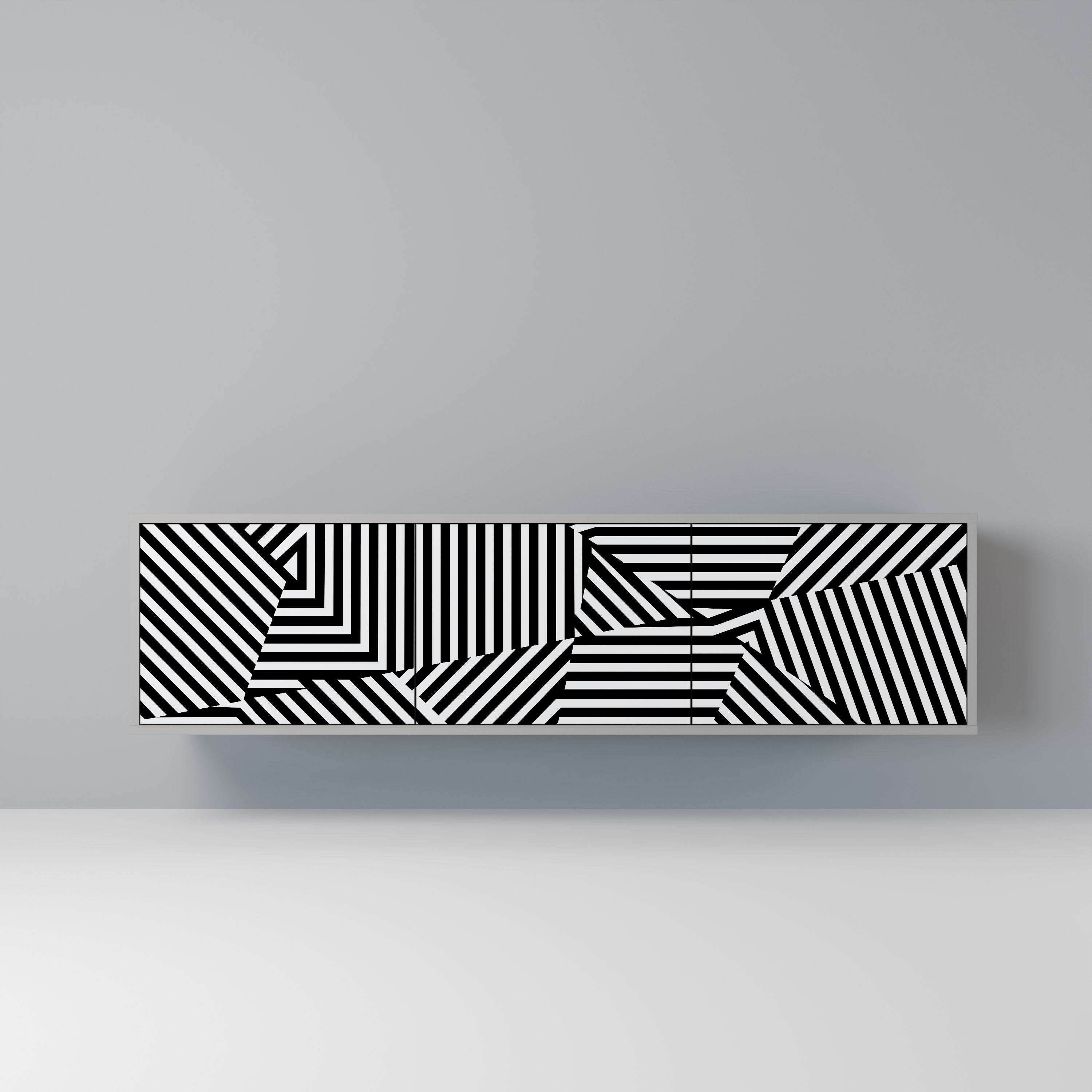 ILLUSIONARY LATTICE Móvel de TV com 3 Portas em Acabamento Cinzento