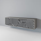 ILLUSIONARY LATTICE 3-Door TV Stand in Grey Finish