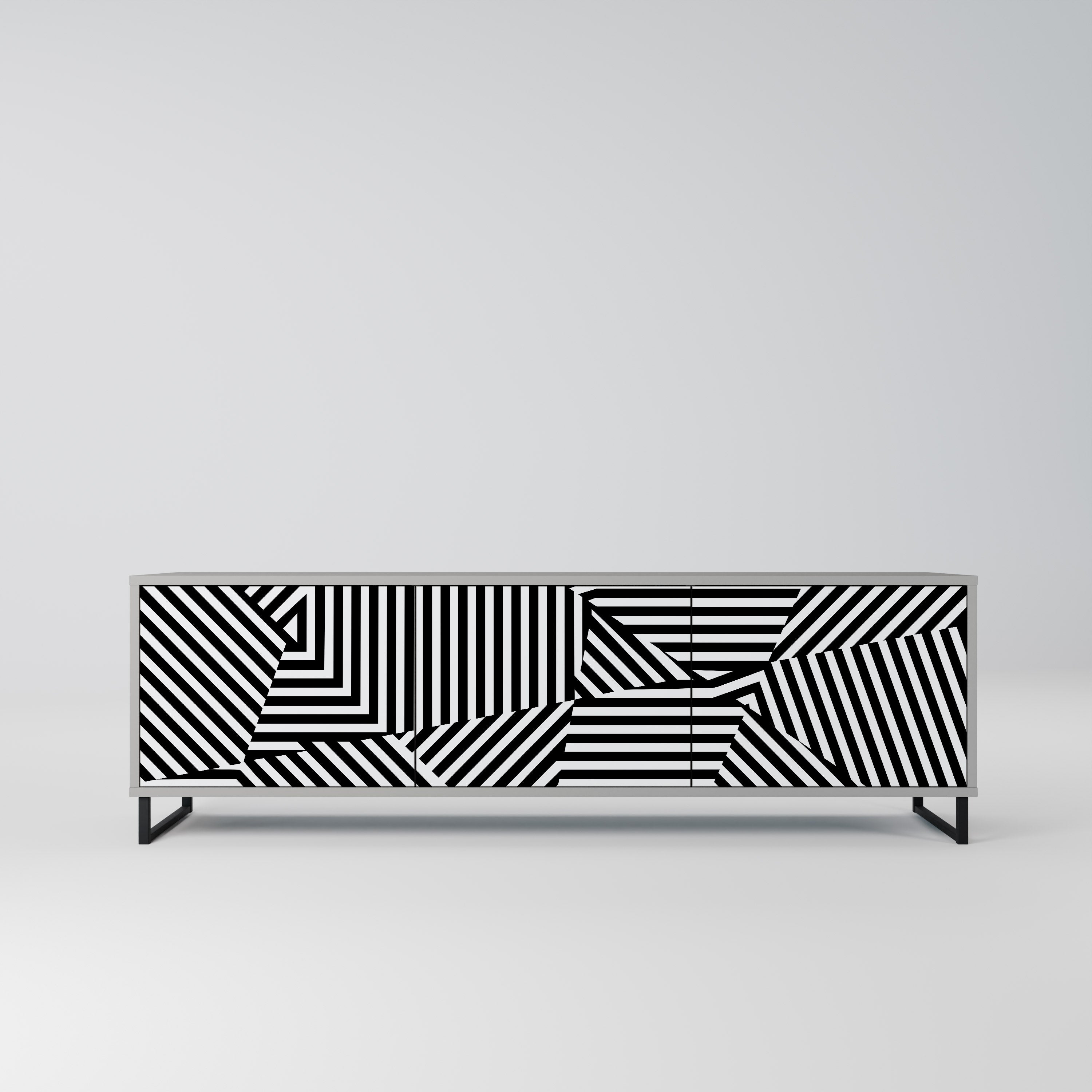 ILLUSIONARY LATTICE Móvel de TV com 3 Portas em Acabamento Cinzento