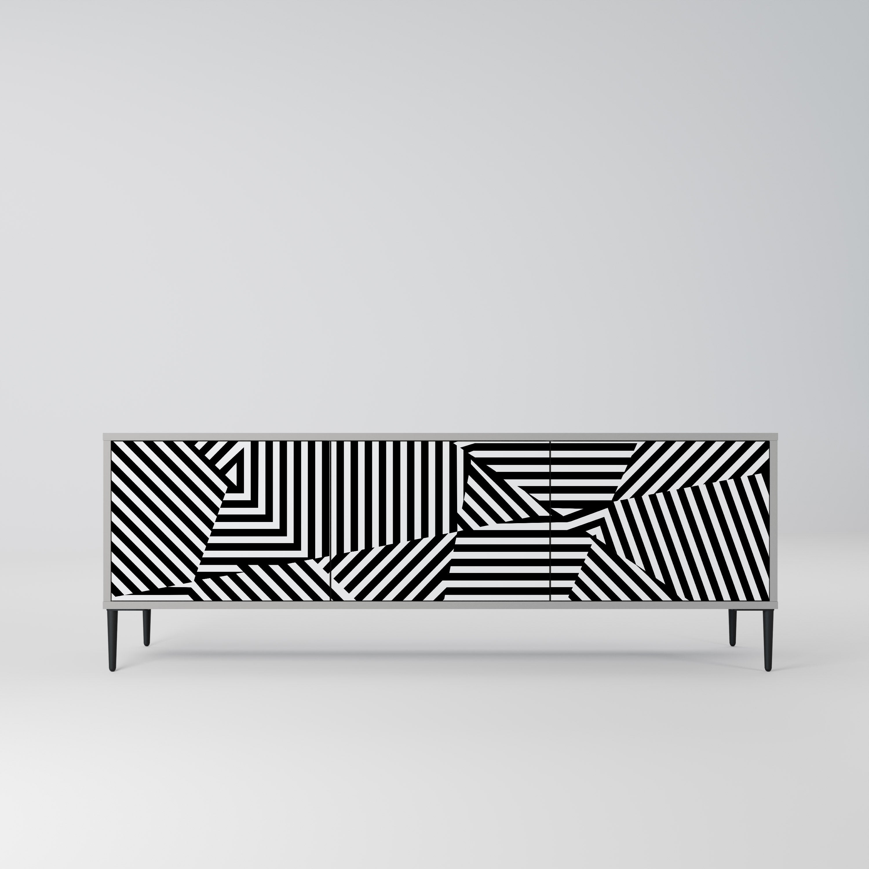 ILLUSIONARY LATTICE Móvel de TV com 3 Portas em Acabamento Cinzento