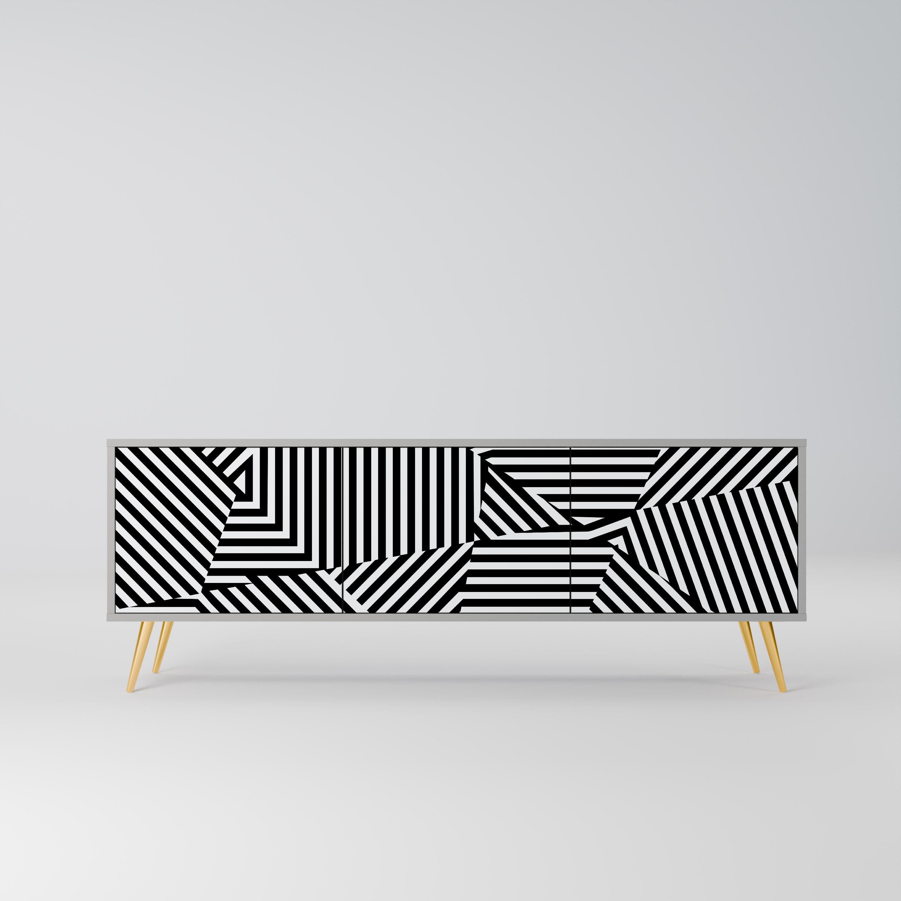 ILLUSIONARY LATTICE Móvel de TV com 3 Portas em Acabamento Cinzento