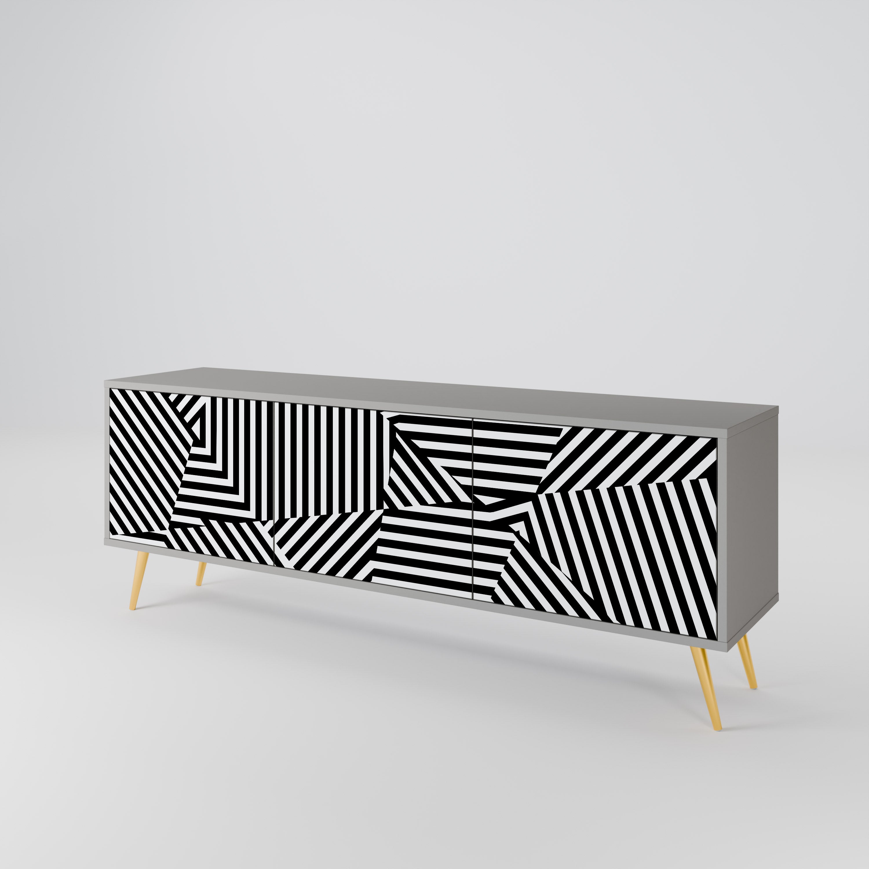 ILLUSIONARY LATTICE 3-Door TV Cabinet