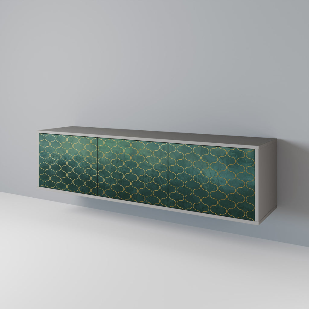 TESSELATED GREENERY Móvel de TV com 3 Portas em Acabamento Cinzento