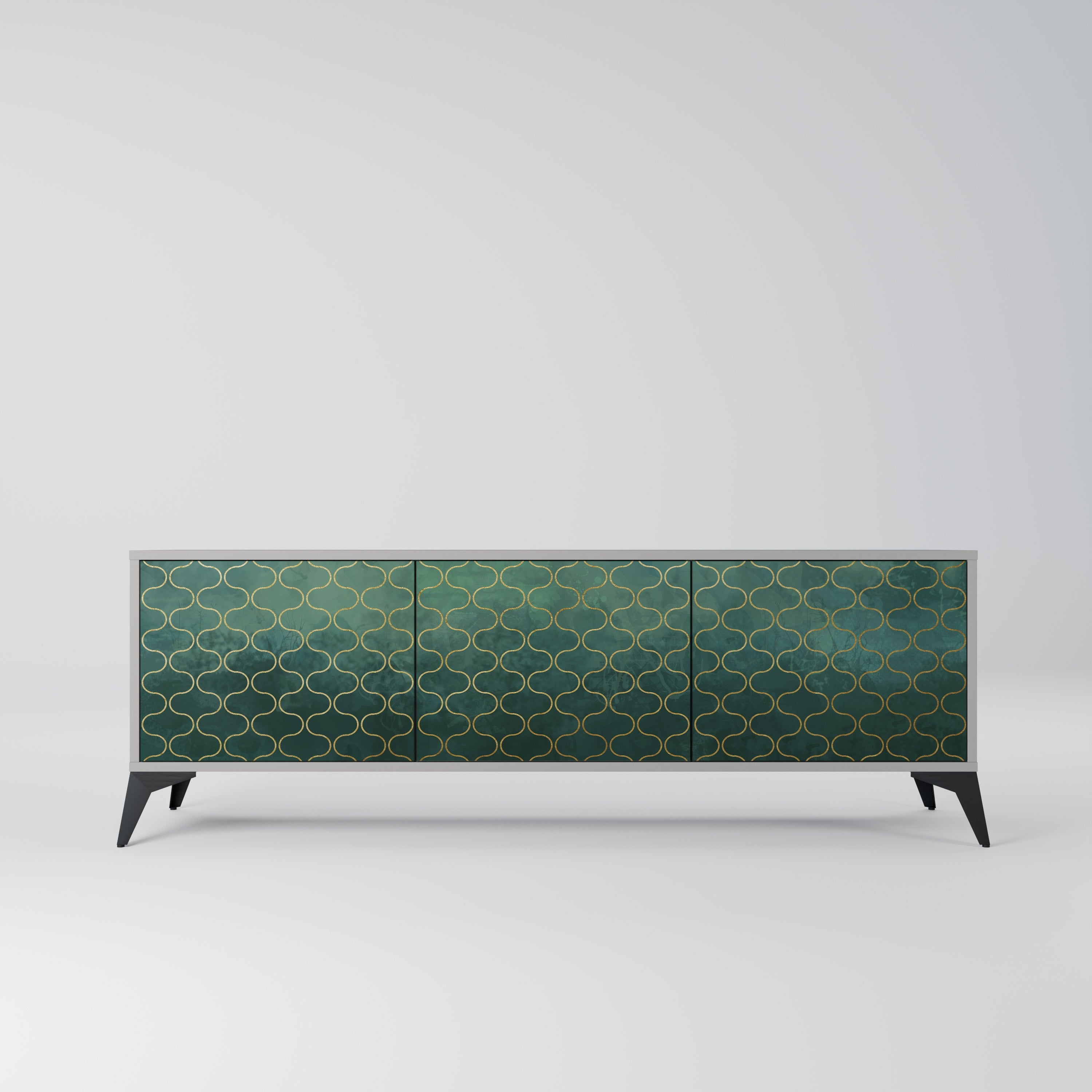 TESSELATED GREENERY Móvel de TV com 3 Portas em Acabamento Cinzento