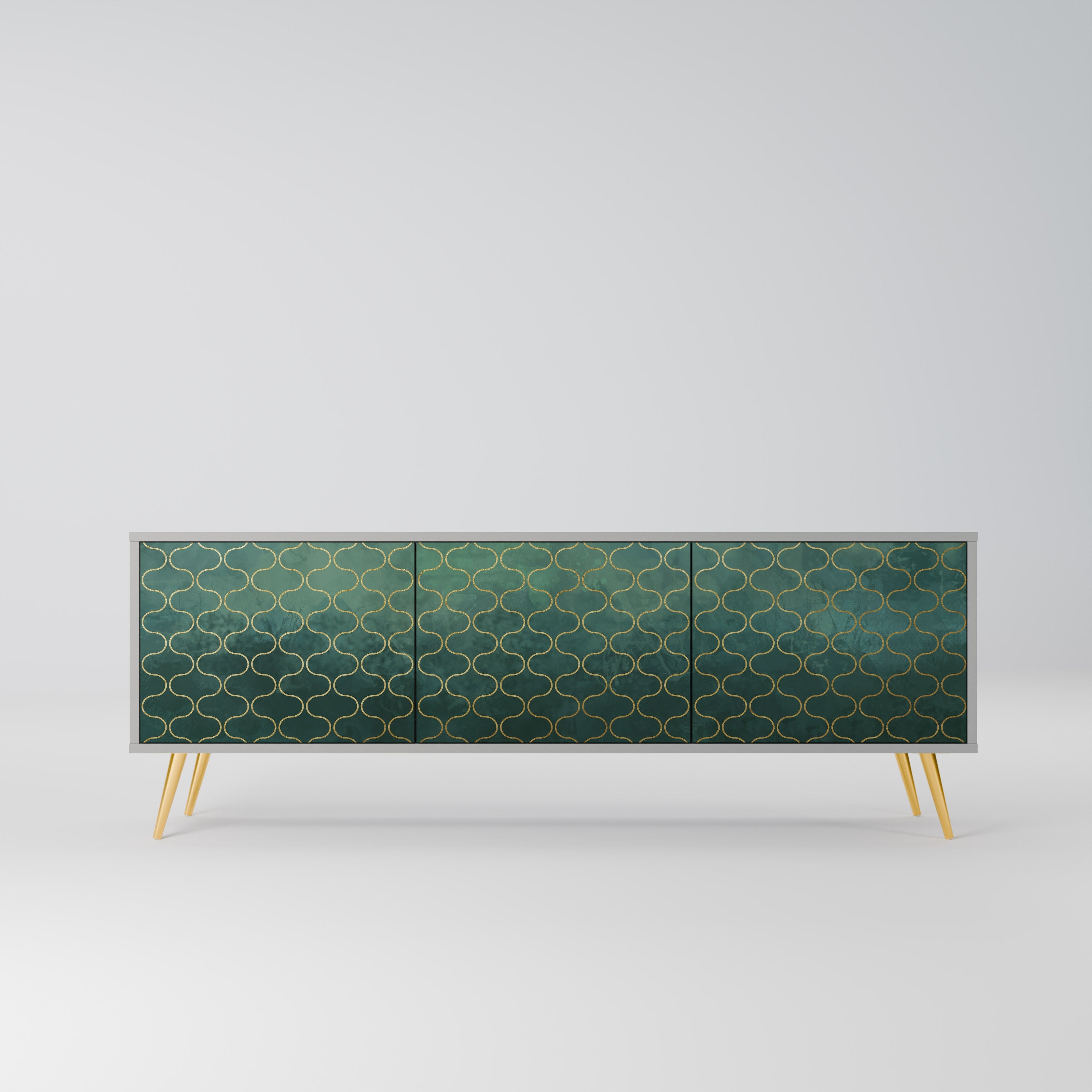 TESSELATED GREENERY Móvel de TV com 3 Portas em Acabamento Cinzento