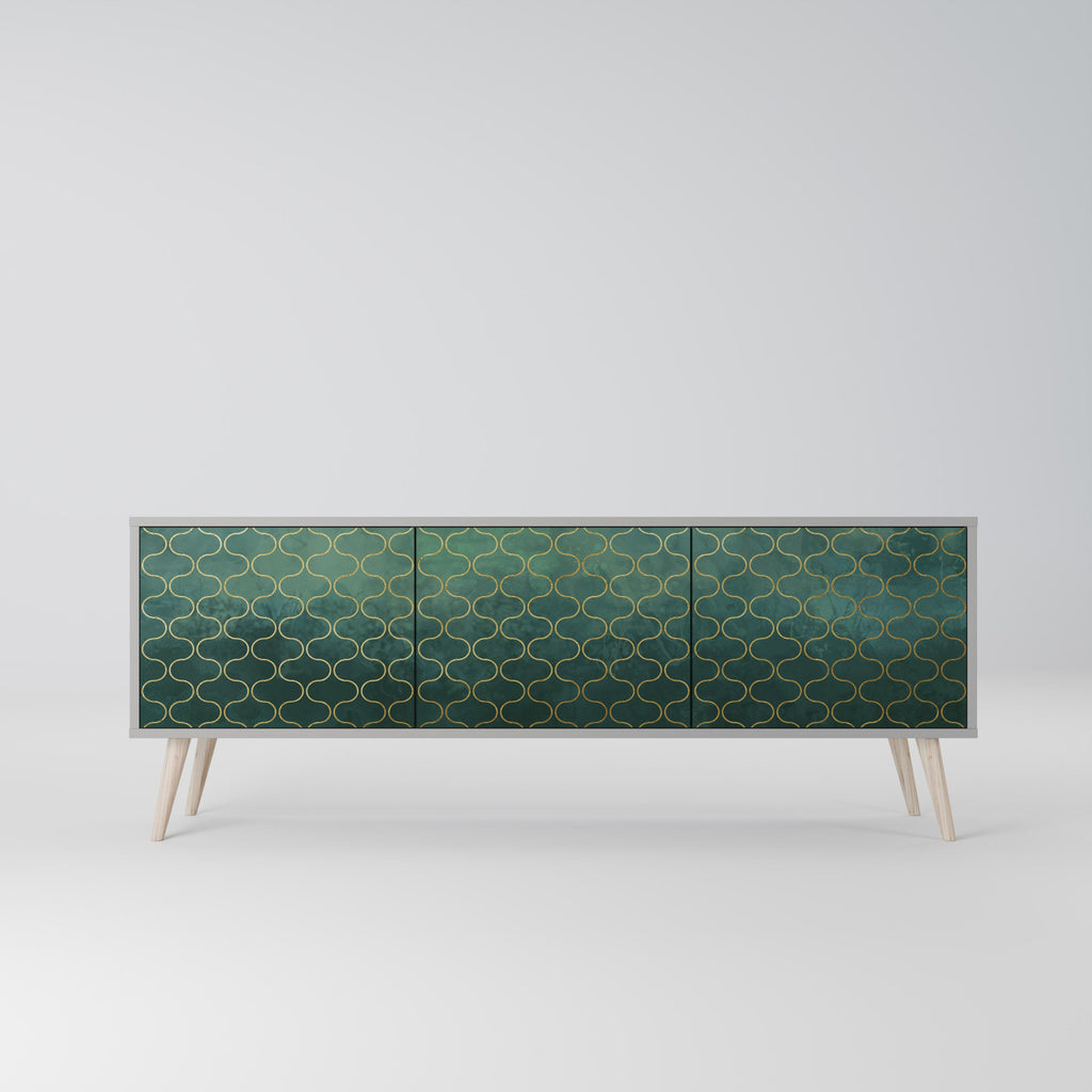 TESSELATED GREENERY Móvel de TV com 3 Portas em Acabamento Cinzento