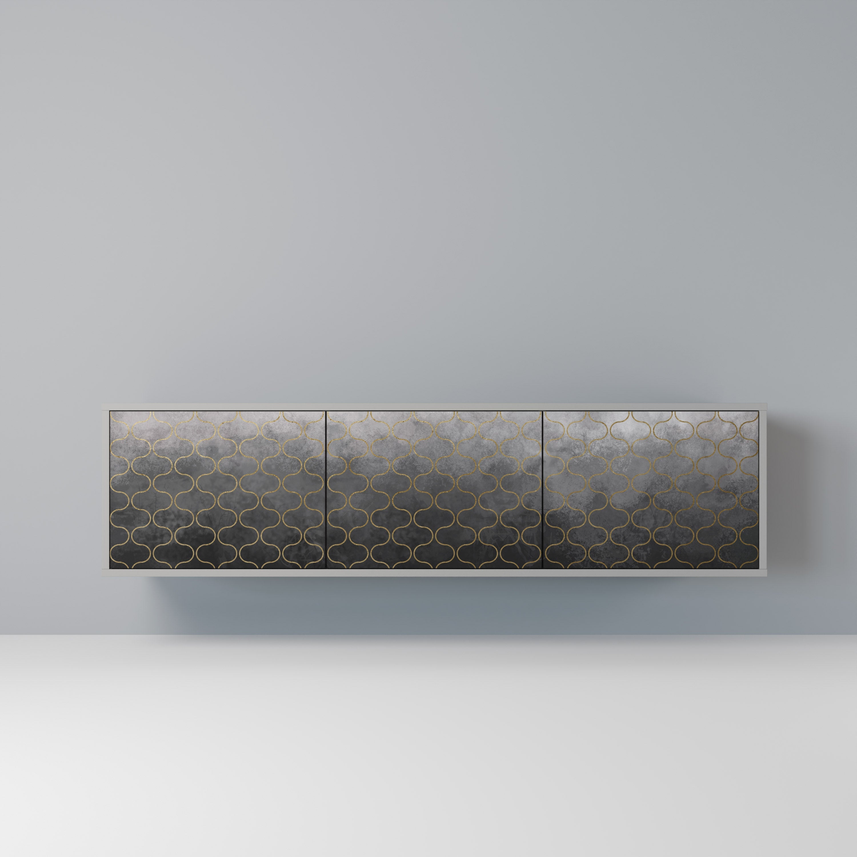 TESSELATED GRAYISH Móvel de TV com 3 Portas em Acabamento Cinzento