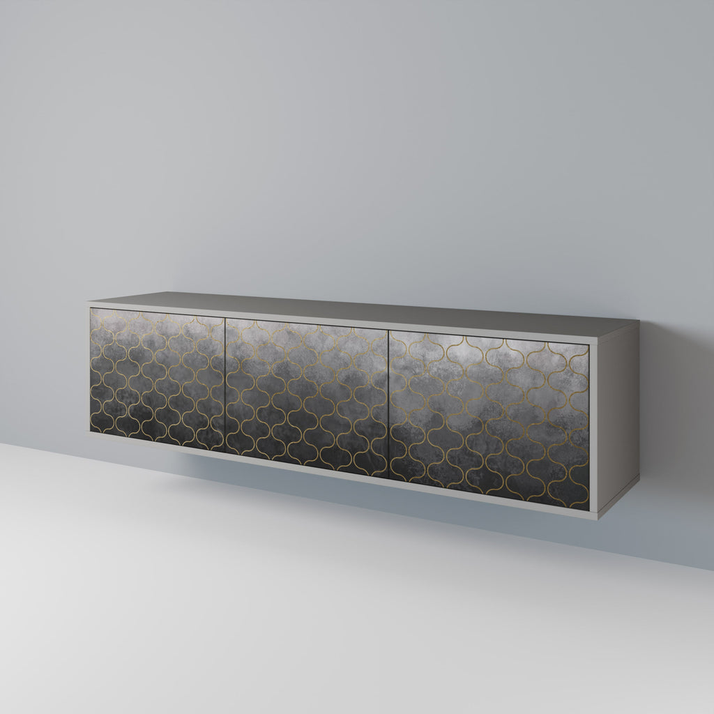 TESSELATED GRAYISH Móvel de TV com 3 Portas em Acabamento Cinzento