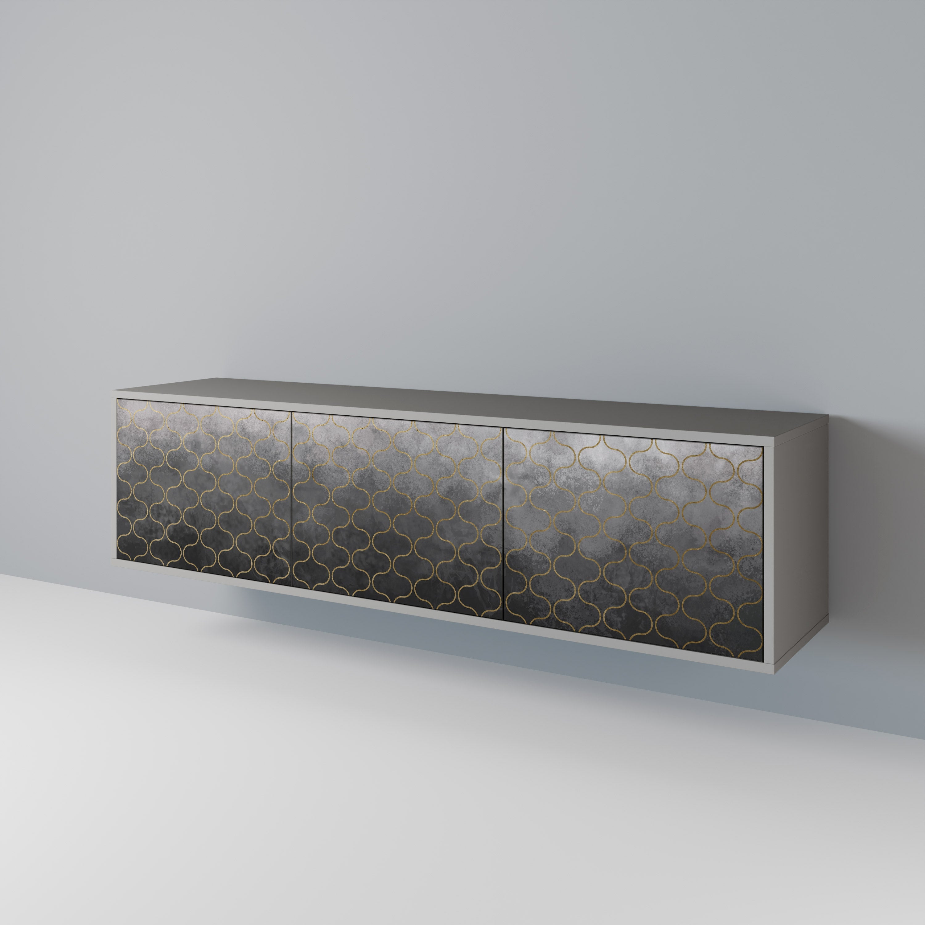 TESSELATED GRAYISH Móvel de TV com 3 Portas em Acabamento Cinzento