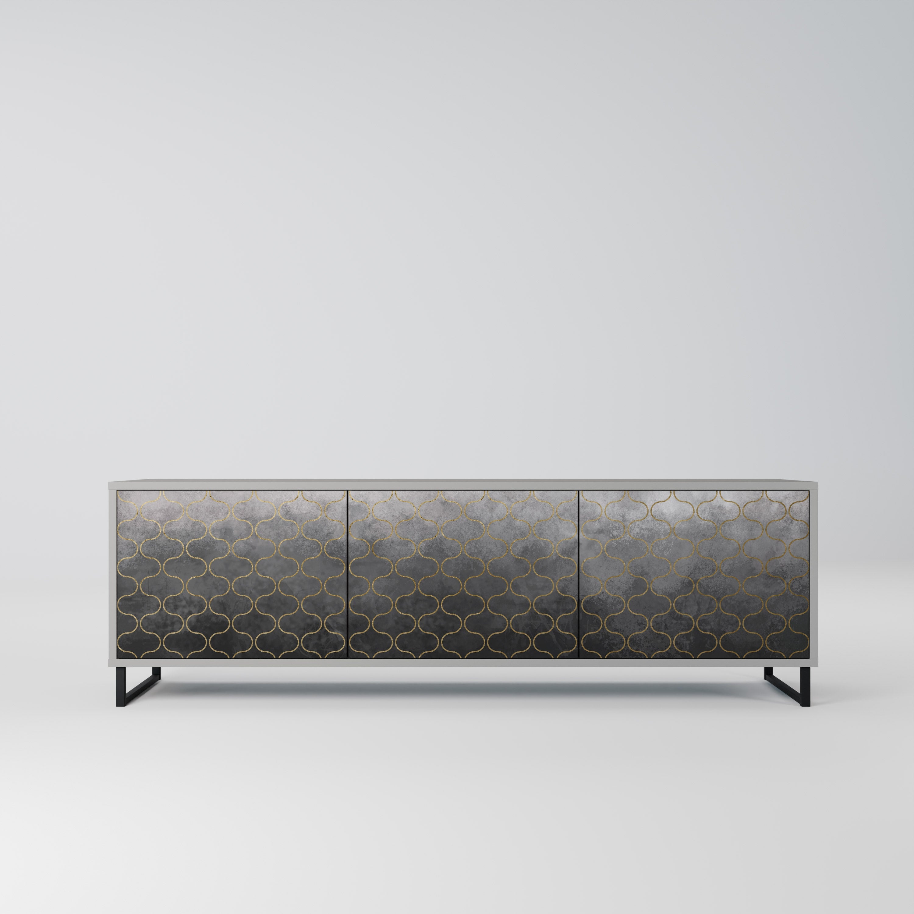 TESSELATED GRAYISH Móvel de TV com 3 Portas em Acabamento Cinzento