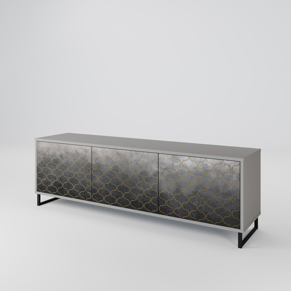 TESSELATED GRAYISH Móvel de TV com 3 Portas em Acabamento Cinzento