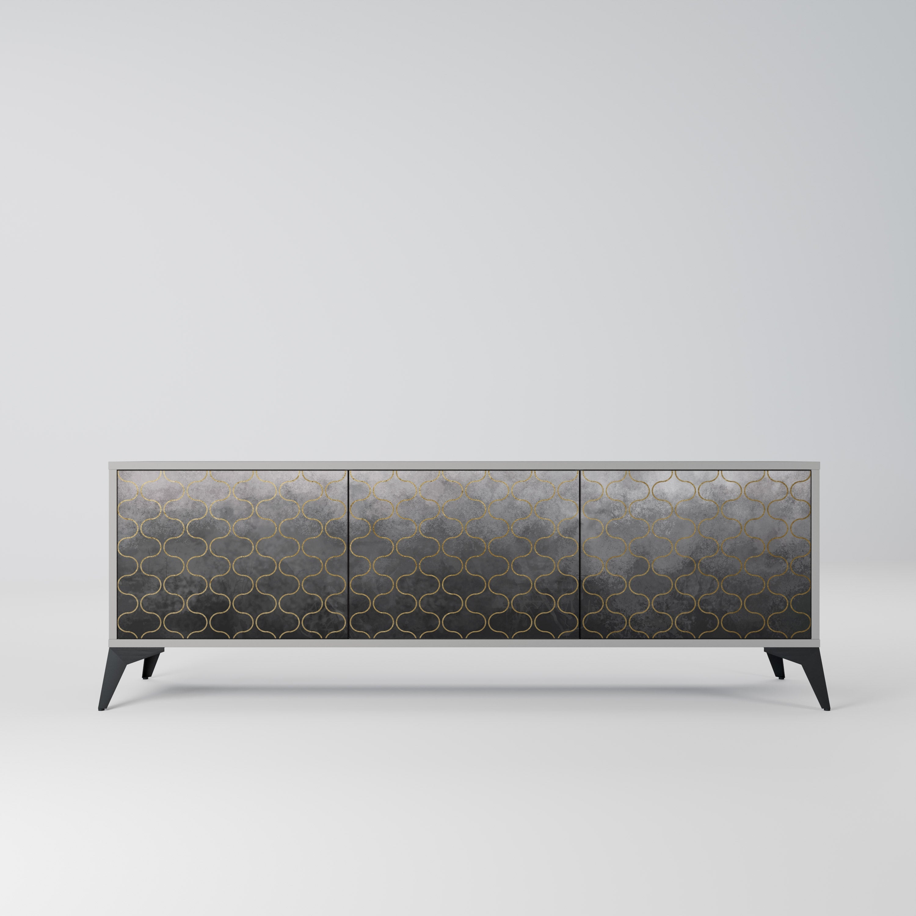 TESSELATED GRAYISH Móvel de TV com 3 Portas em Acabamento Cinzento