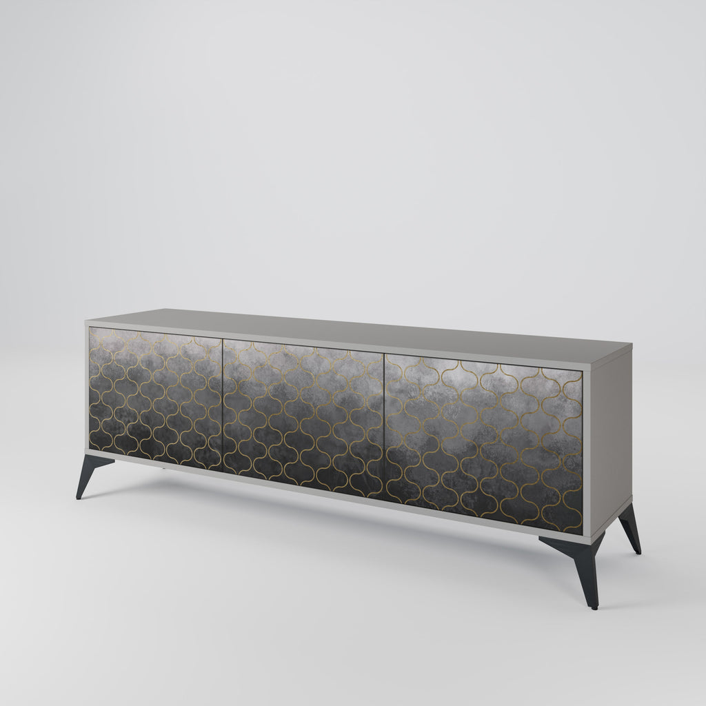 TESSELATED GRAYISH Móvel de TV com 3 Portas em Acabamento Cinzento