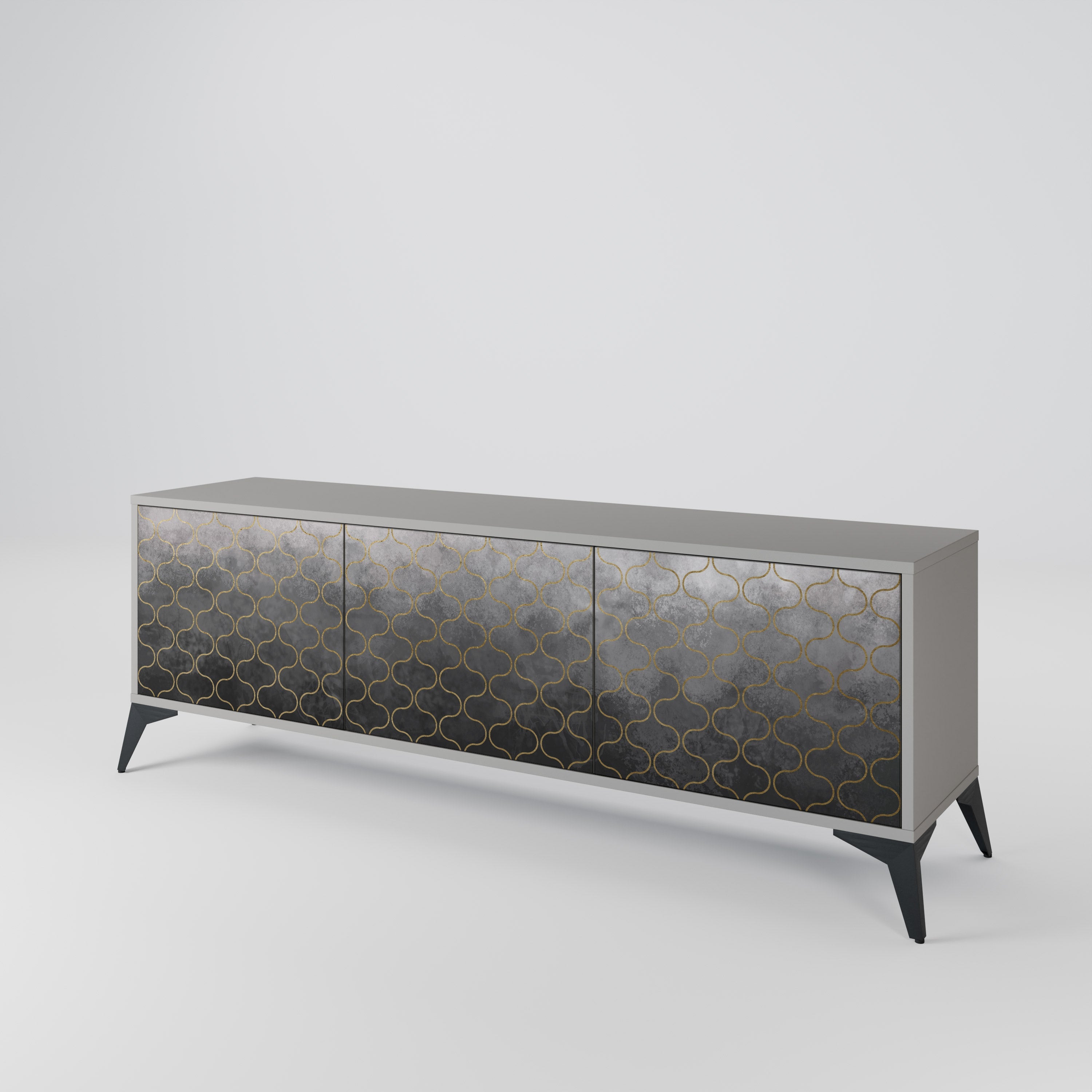 TESSELATED GRAYISH Móvel de TV com 3 Portas em Acabamento Cinzento