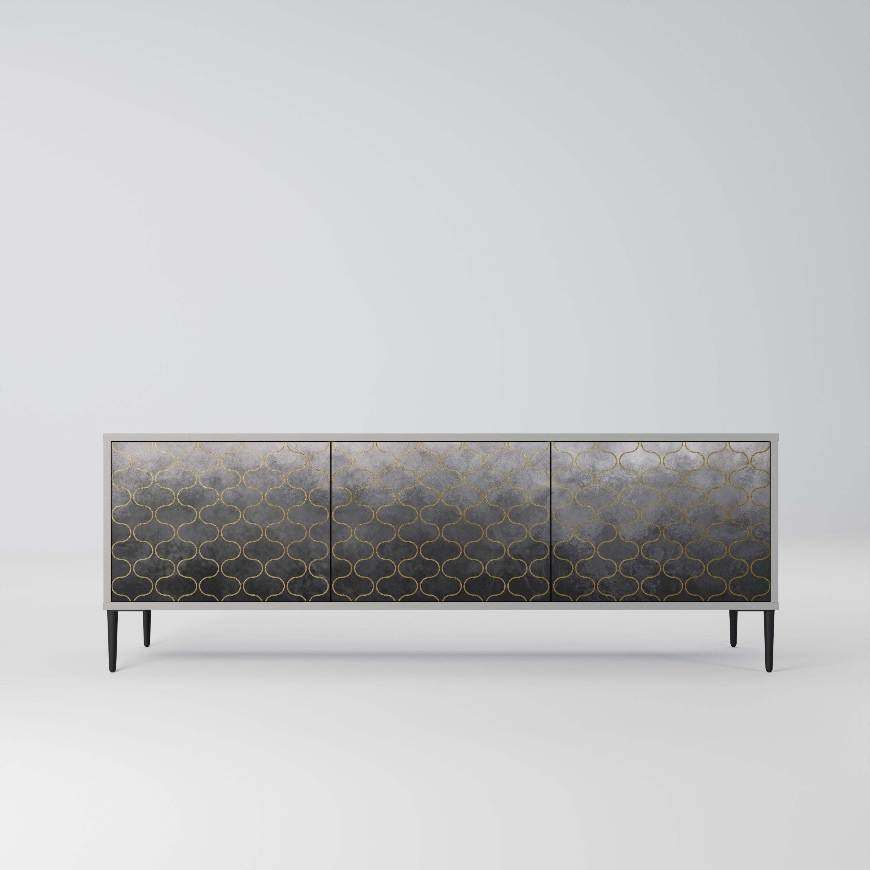 TESSELATED GRAYISH Móvel de TV com 3 Portas em Acabamento Cinzento