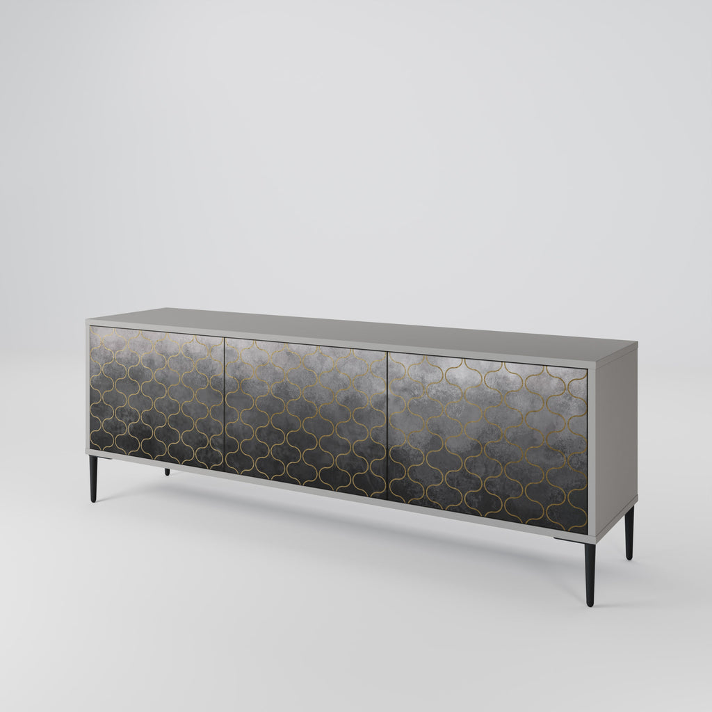 TESSELATED GRAYISH Móvel de TV com 3 Portas em Acabamento Cinzento