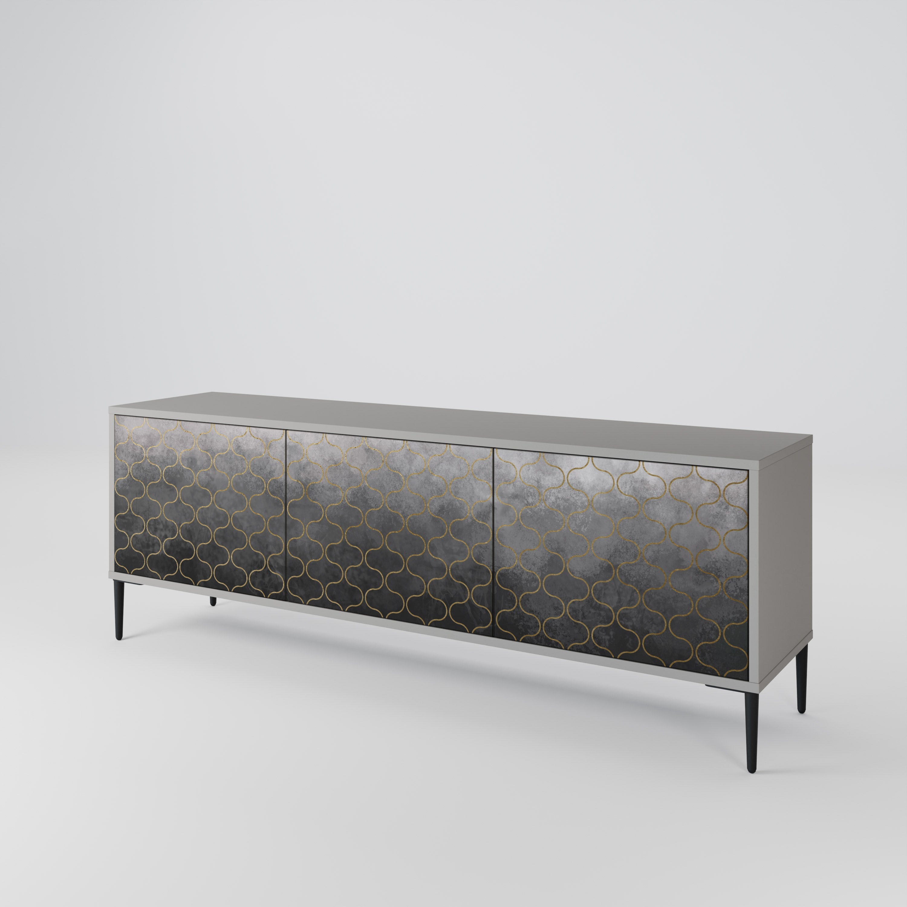 TESSELATED GRAYISH Móvel de TV com 3 Portas em Acabamento Cinzento