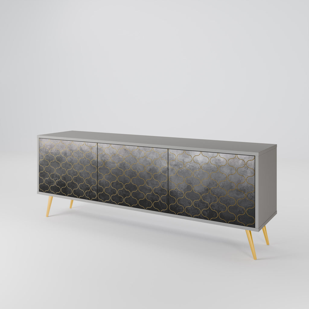 TESSELATED GRAYISH Móvel de TV com 3 Portas em Acabamento Cinzento