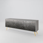 TESSELATED GRAYISH Móvel de TV com 3 Portas em Acabamento Cinzento