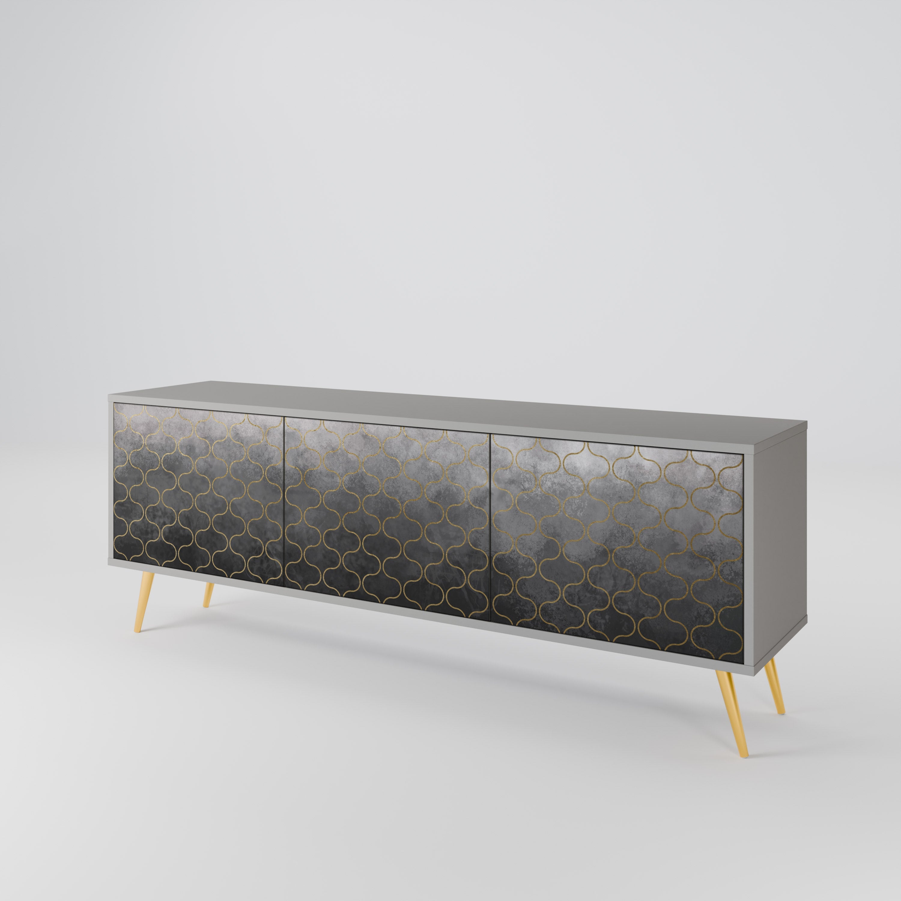 TESSELATED GRAYISH Móvel de TV com 3 Portas em Acabamento Cinzento