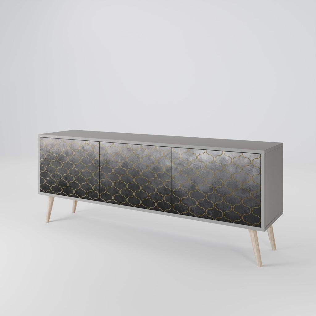 TESSELATED GRAYISH Móvel de TV com 3 Portas em Acabamento Cinzento